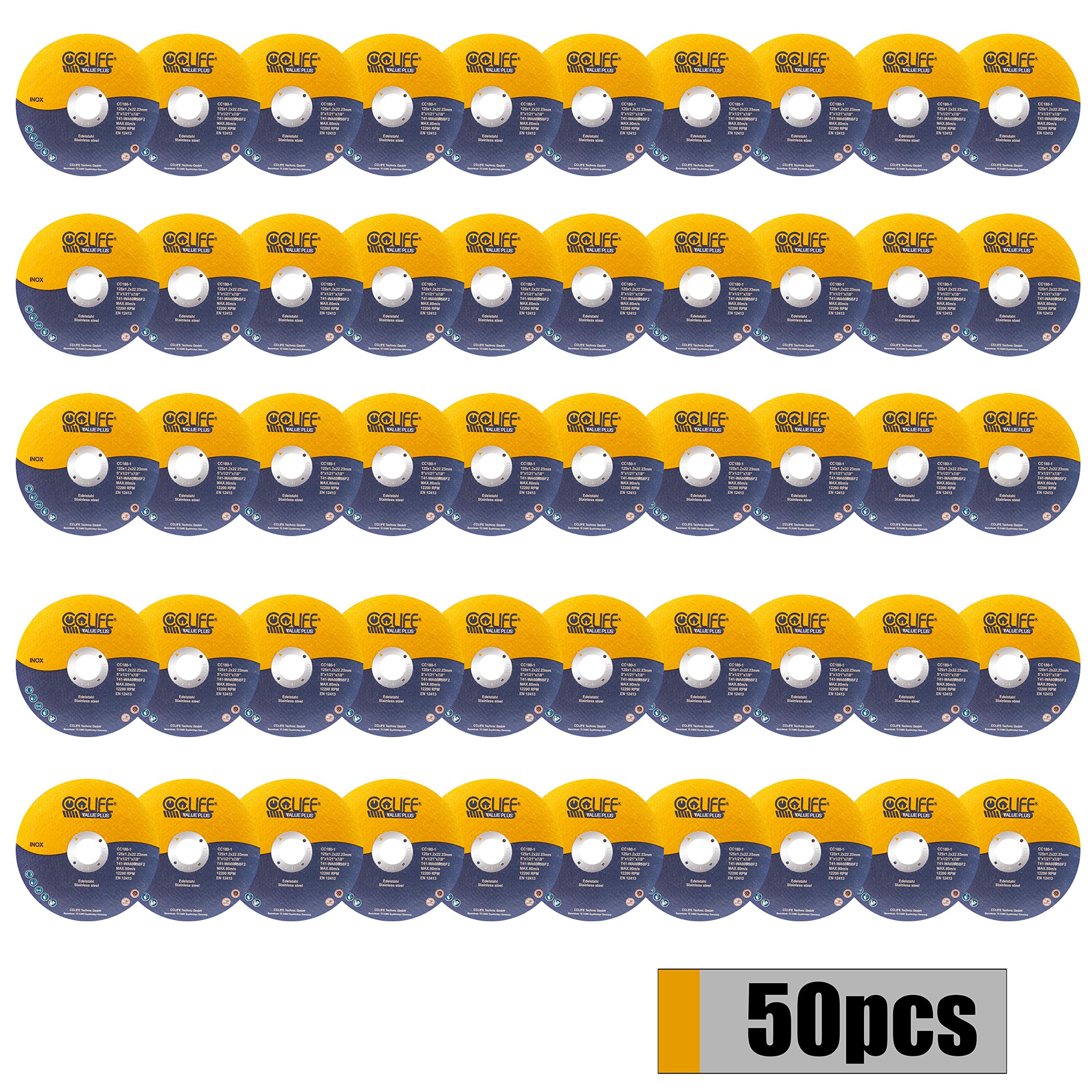 CCLIFE DIY Tools disque à tronçonner 125 mm lot de 50 inox