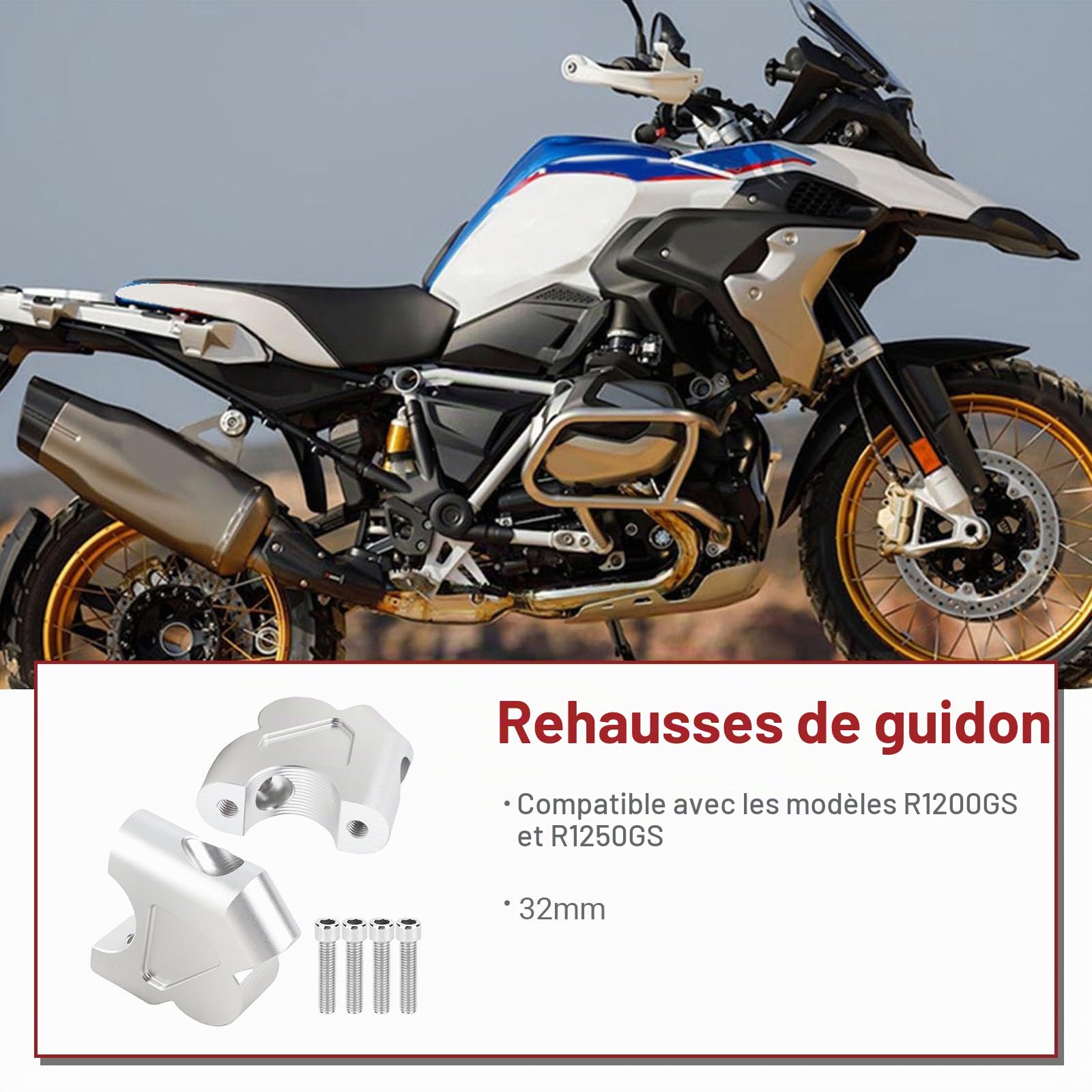 OUKENS Accessoires moto riser guidon R1200GS 30 mm alu