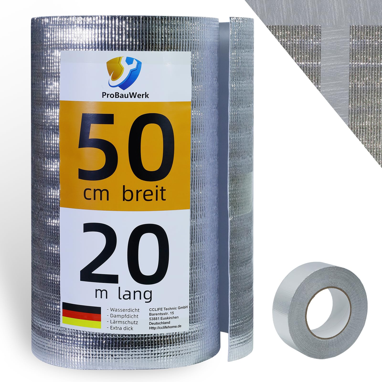 CCLIFE DIY Tools isolant thermique aluminium 0,5x20 m 10 m²