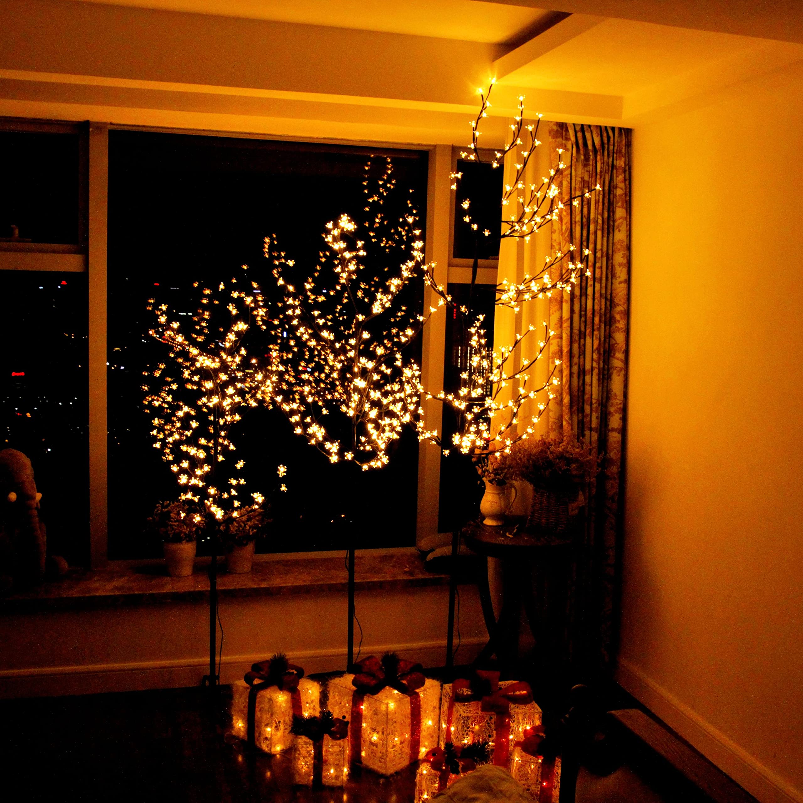 CCLIFE Arbre Cerisier LED 150 cm 150 LED blanc chaud