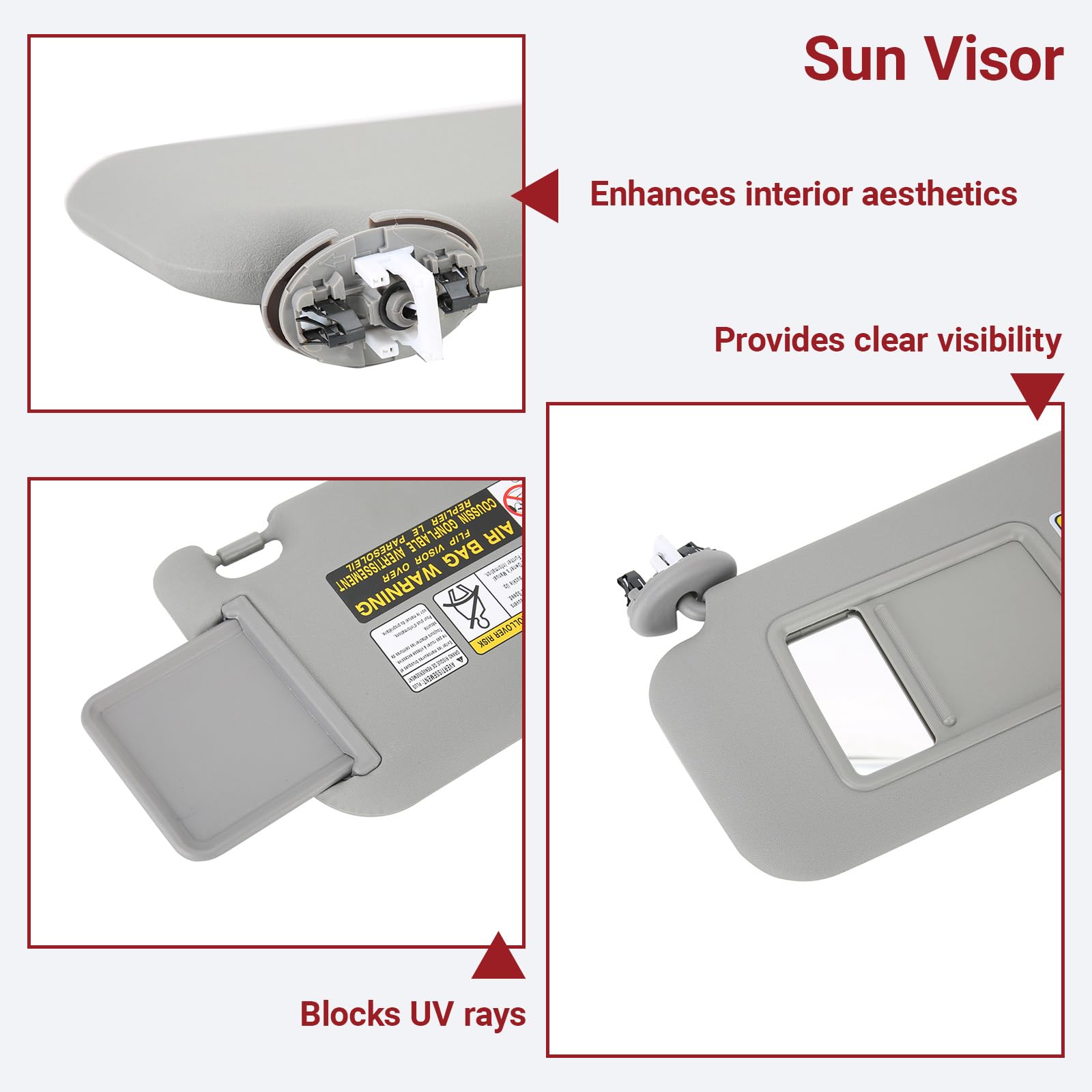 OUKENS Pare-soleil passager RAV4 2006-2009 gris avec miroir