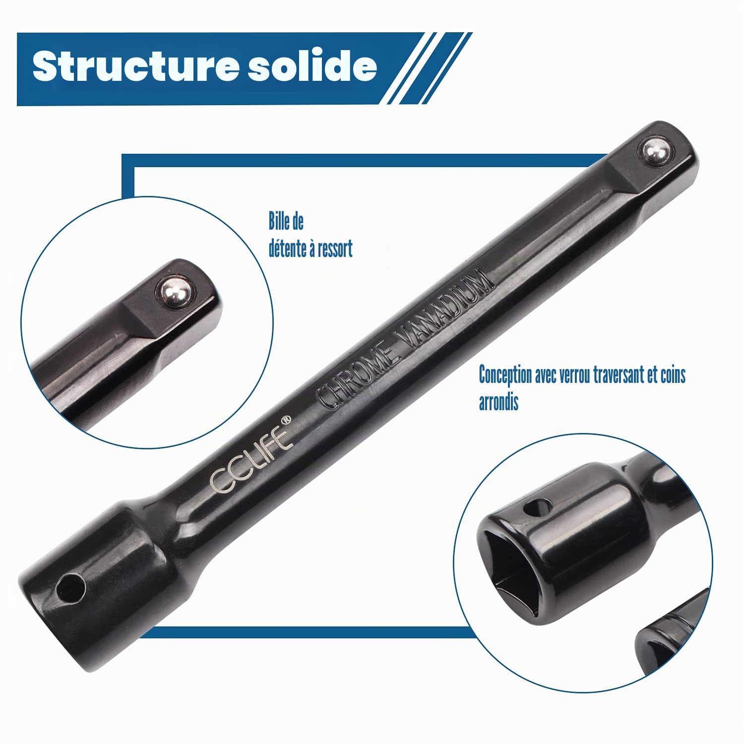 CCLIFE Socket and Bit Sets rallonge douille 18 pièces 1/4-1/2"