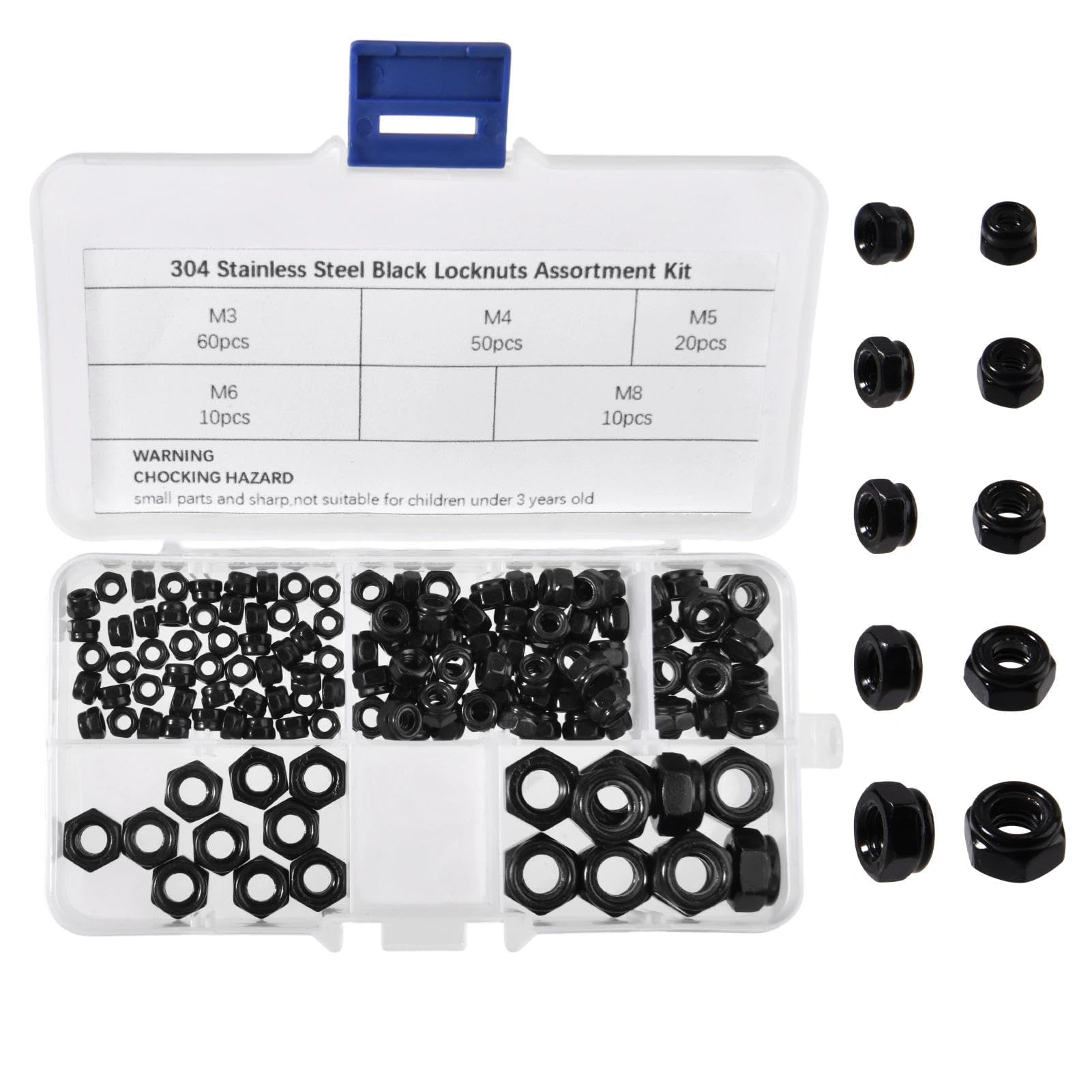 LEONTOOL Contre-écrous Nylstop M6 noir lot 50 pcs