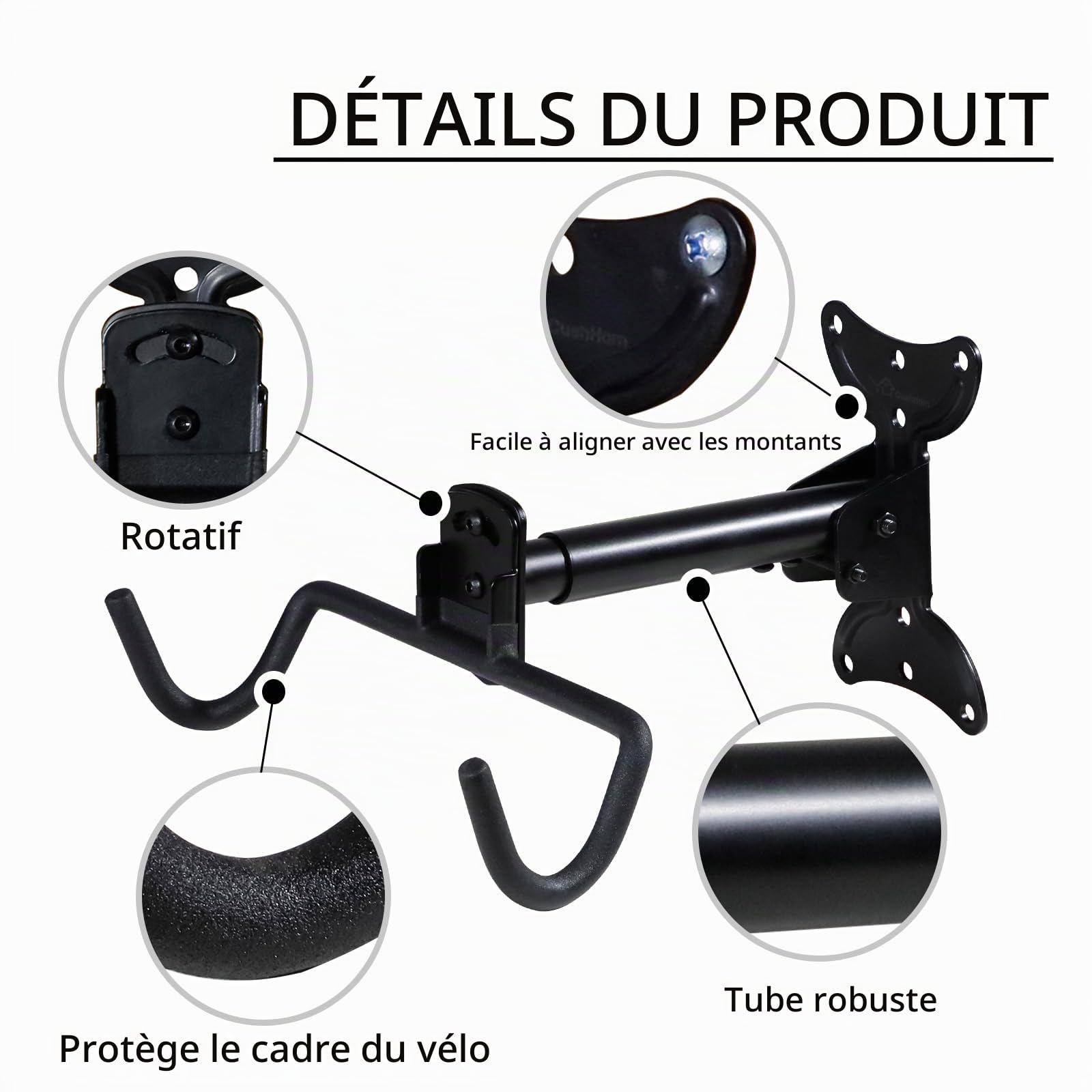 CCLIFE DIY Tools support vélo mural pliable 35 kg pivotant