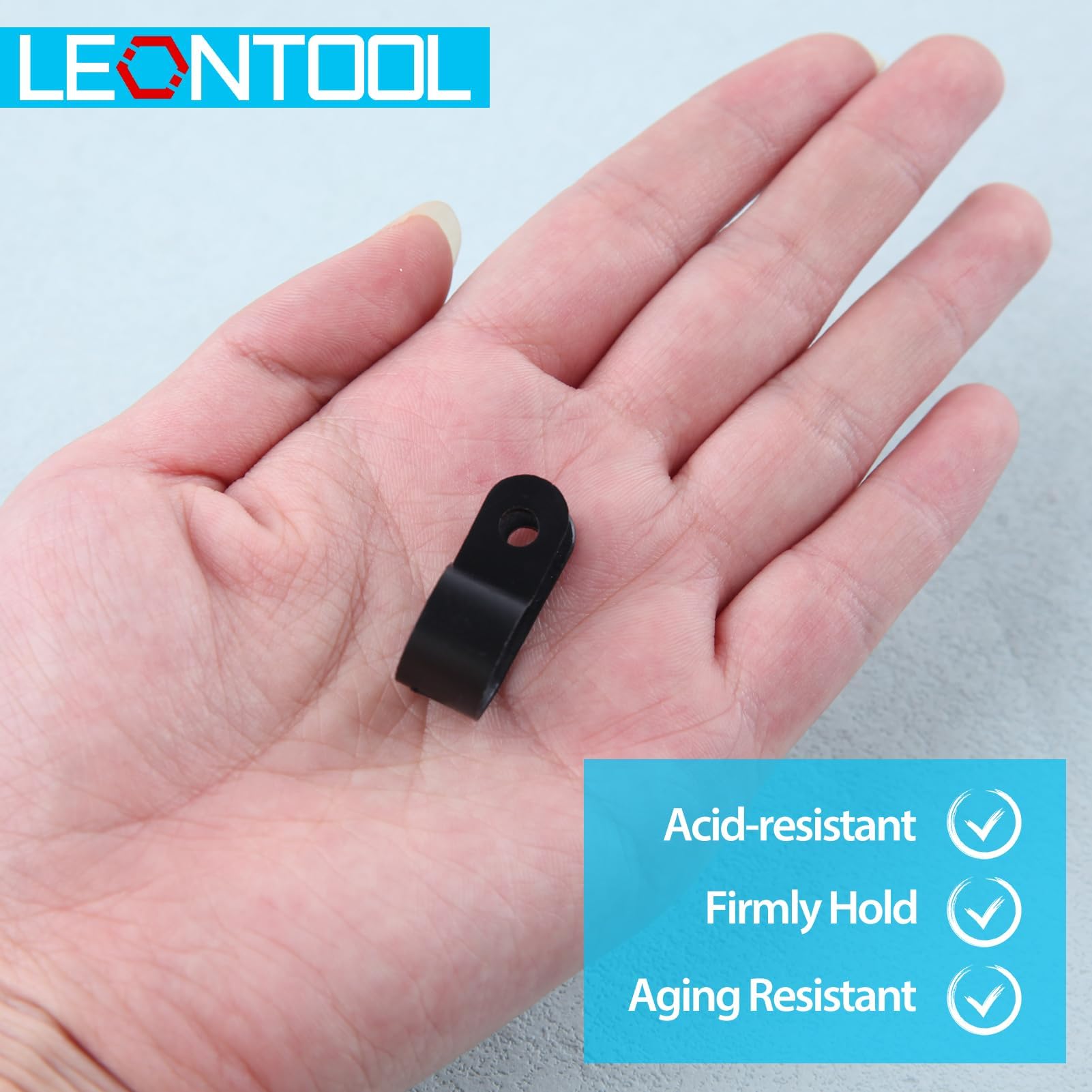LEONTOOL Vis Écrous Clips Câble Nylon Type R 13 mm Lot 100 + Vis