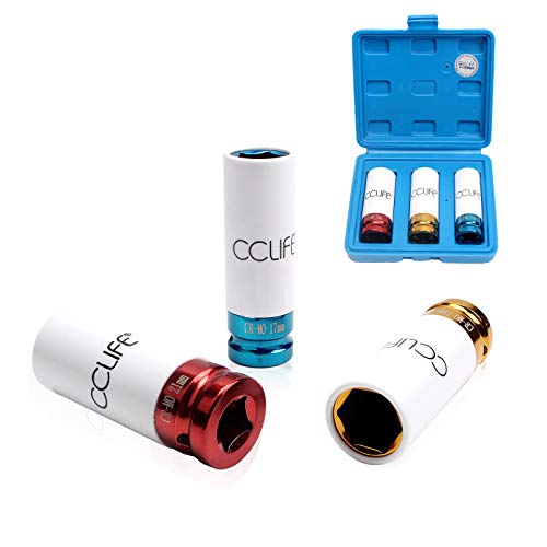 CCLIFE Jeu 3 douilles à choc 1/2" 17-19-21 mm jante alu