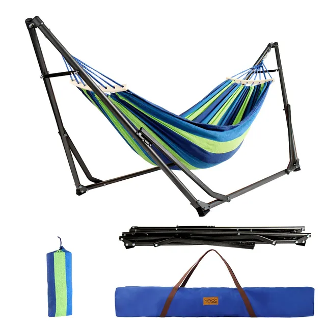 CCLIFE DIY Tools hamac sur pied pliable bleu-vert