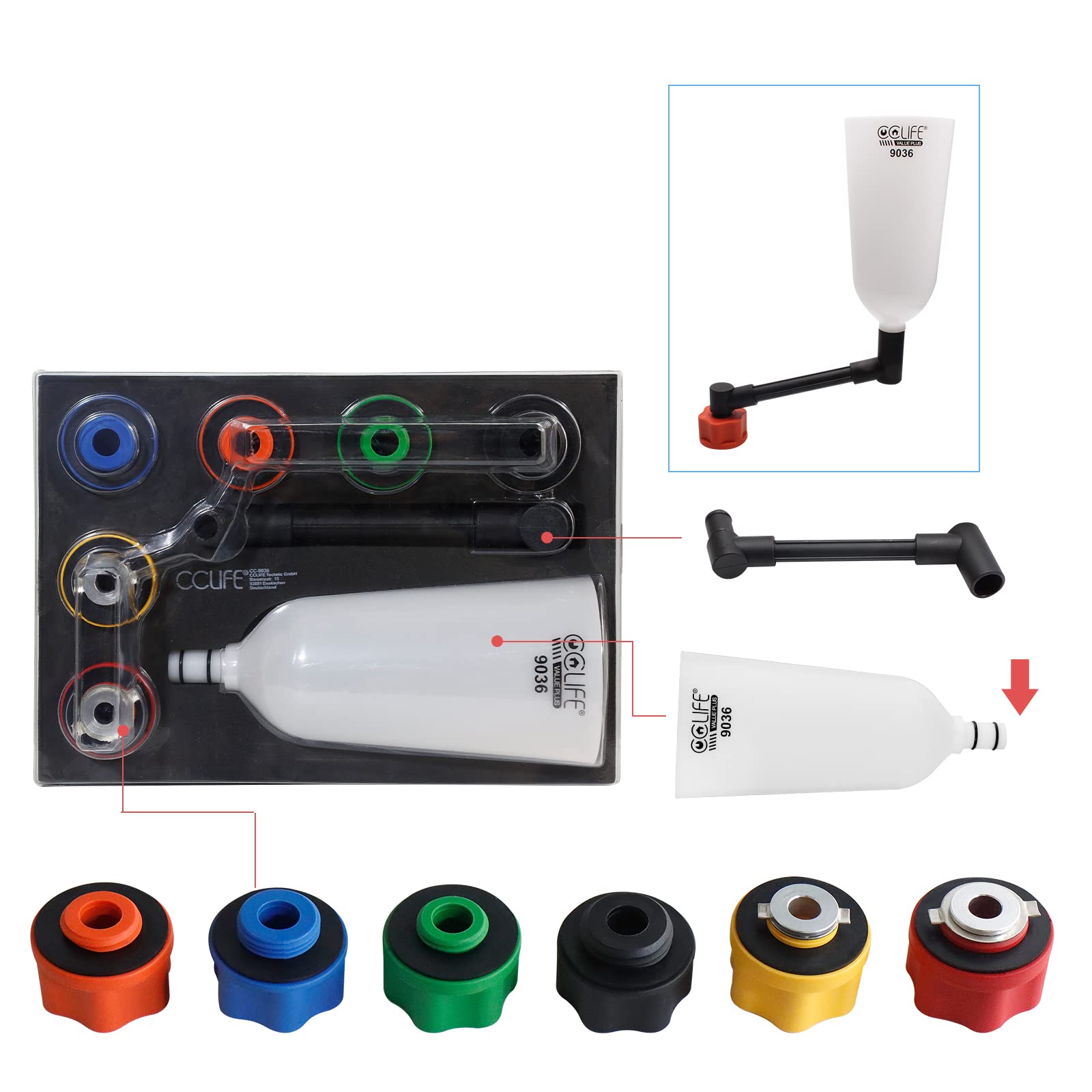 CCLIFE Oil Tools Entonnoir Huile 2 L Kit Remplissage Garage