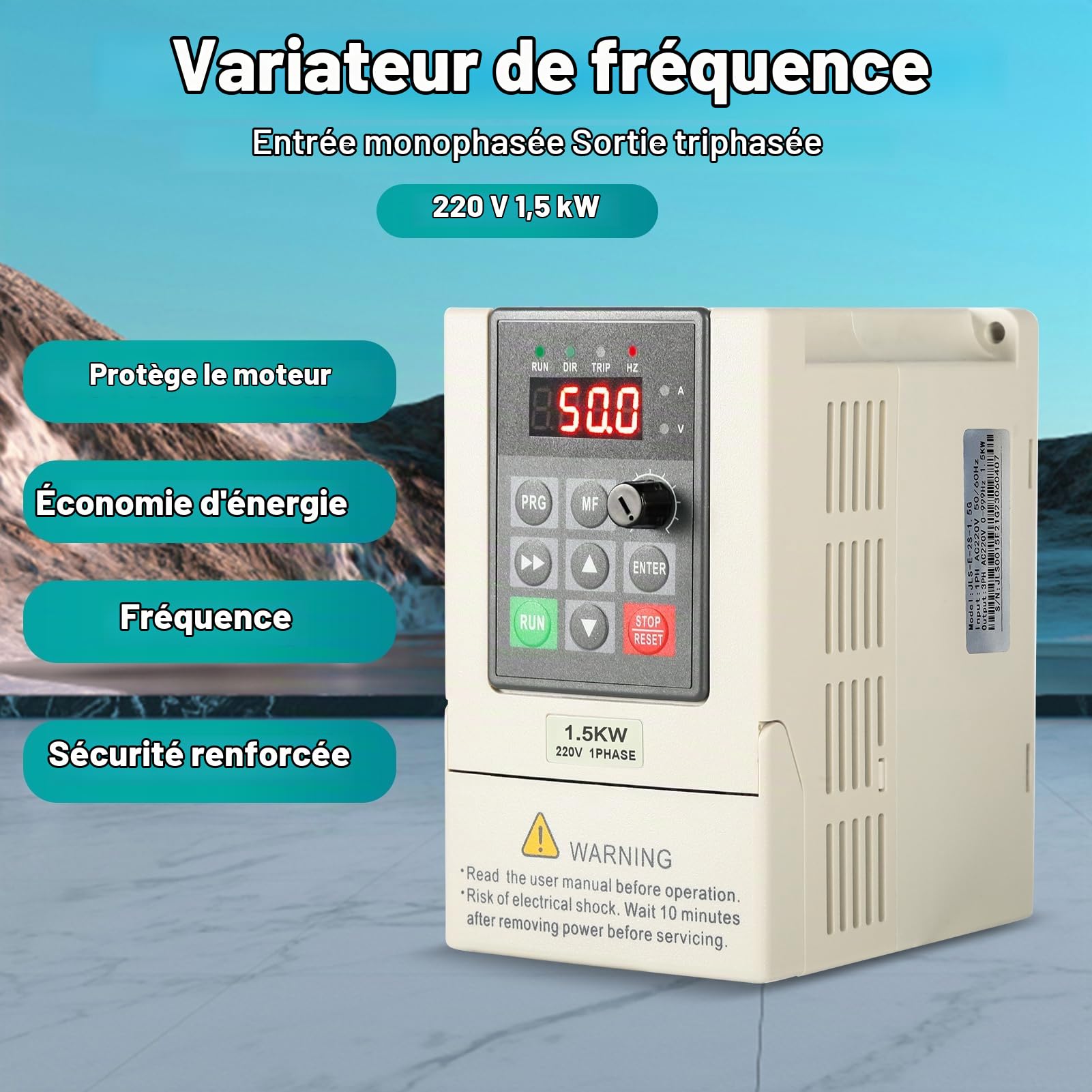 Jadeshay Installation Électrique variateur fréquence 220V 1,5kW