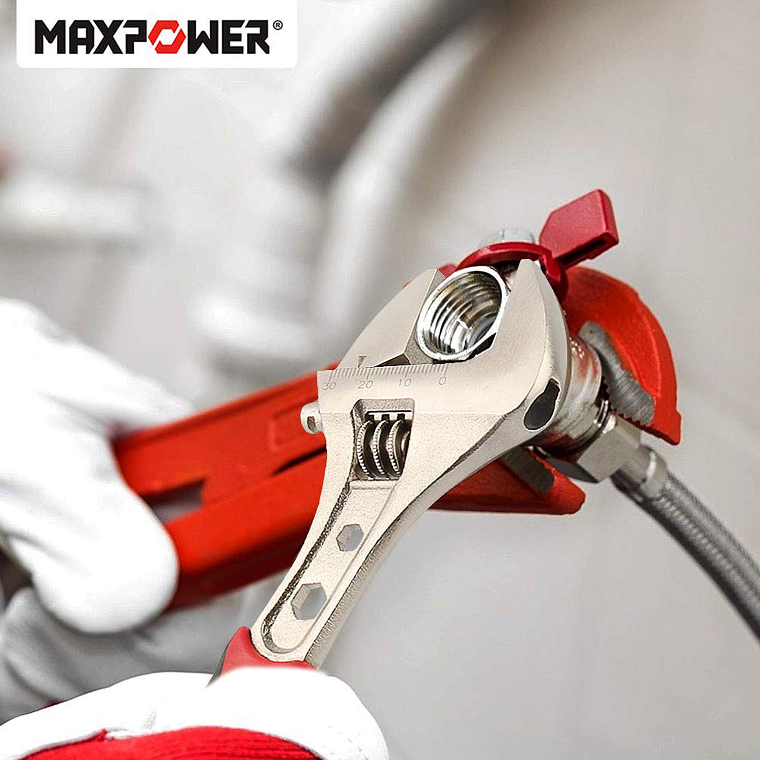 MaxPower Clé à molette 200mm 3-en-1 ouverture 30mm