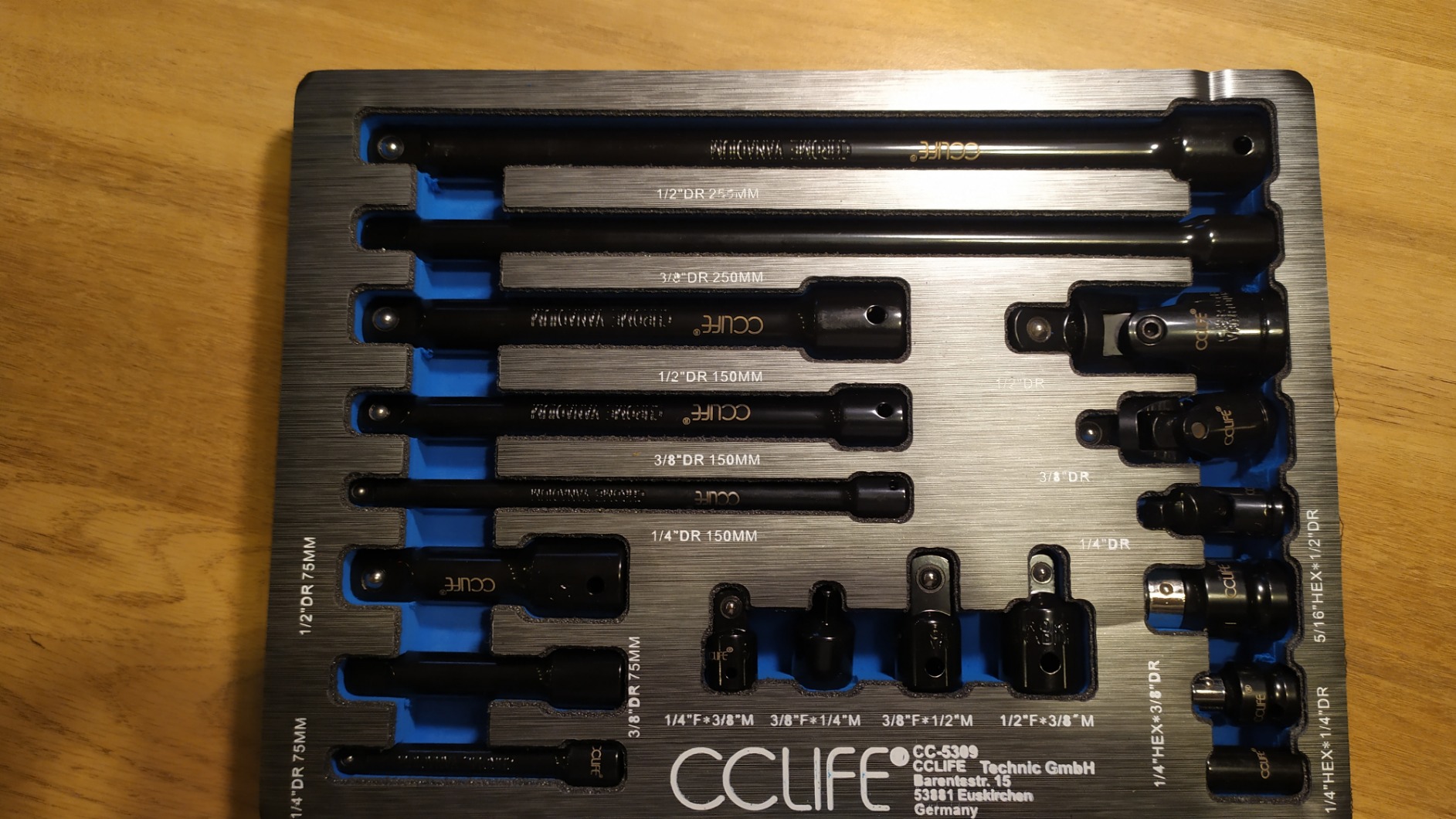 CCLIFE Socket and Bit Sets rallonge douille 18 pièces 1/4-1/2"