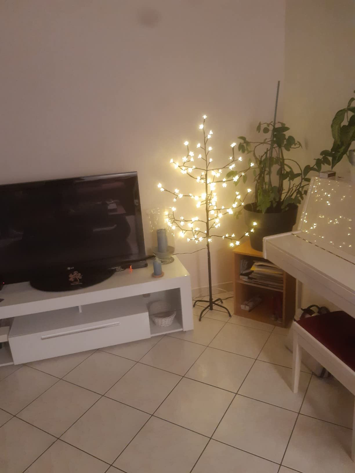 CCLIFE Arbre Cerisier LED 150 cm 150 LED blanc chaud