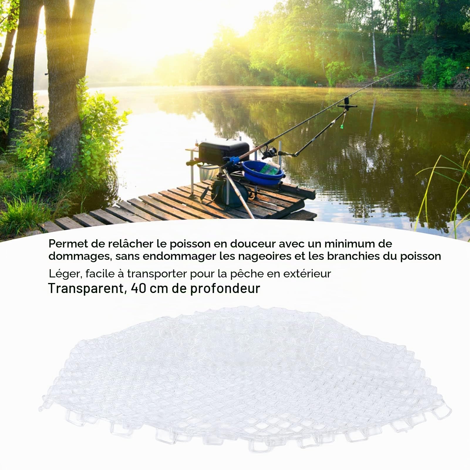 OUKENS Sports filet pêche 45x40cm caoutchouc remplacement