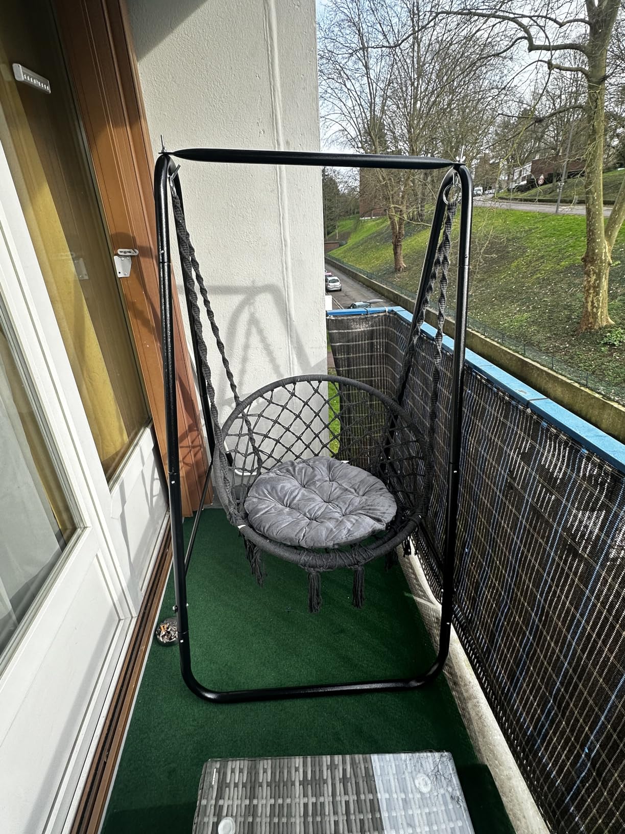 CCLIFE Fauteuil suspendu macramé gris foncé 100 kg support