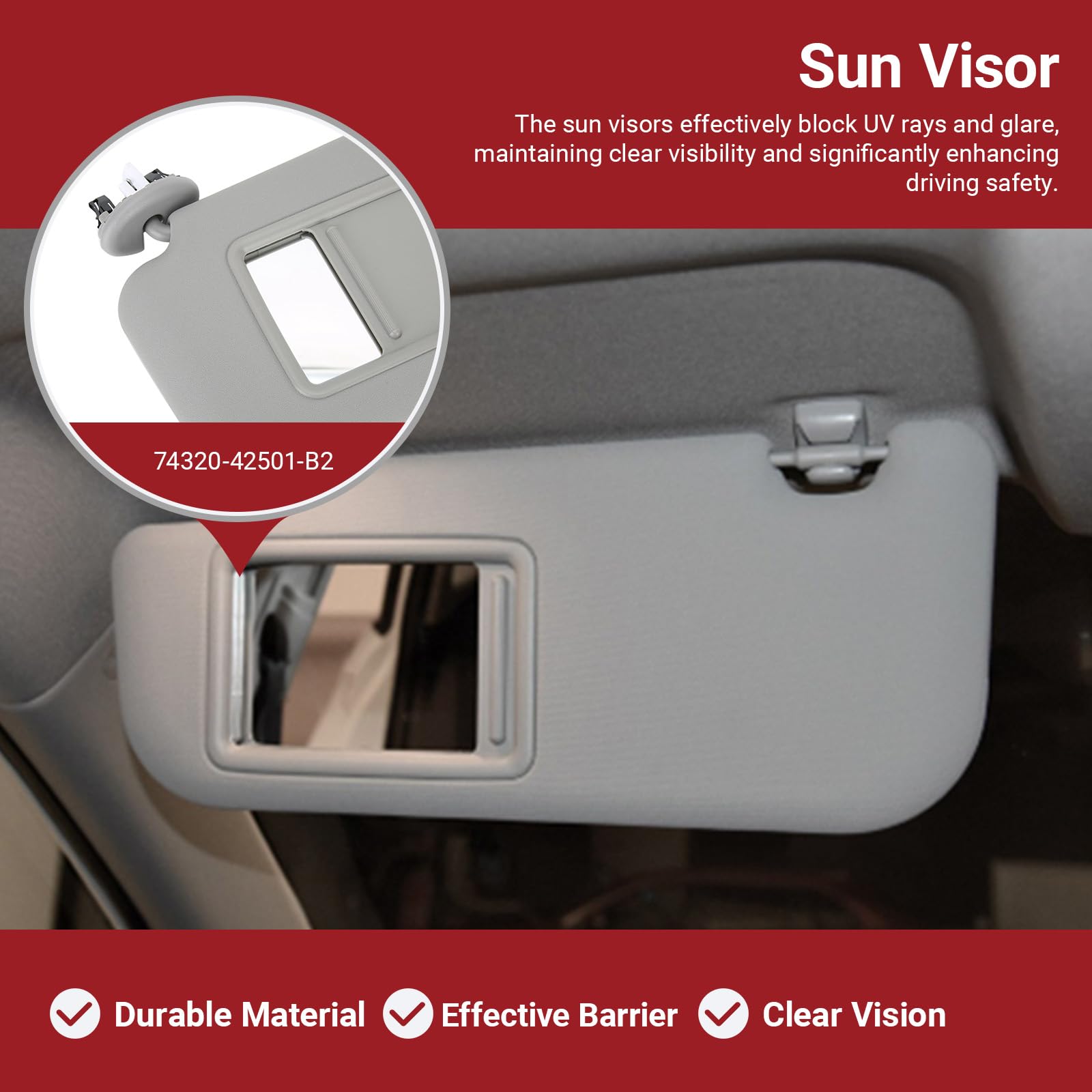 OUKENS Pare-soleil passager RAV4 2006-2009 gris avec miroir