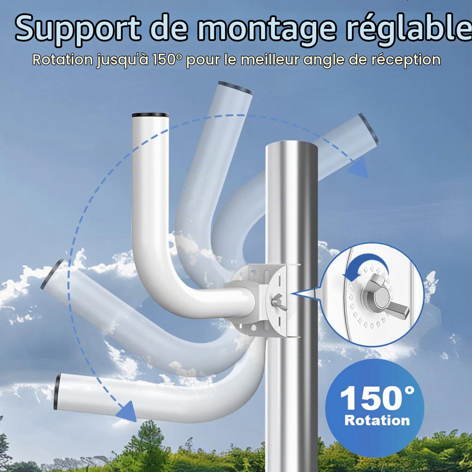 OUKENS Support Pont Sans Fil Mural Inox 150° Lot 2