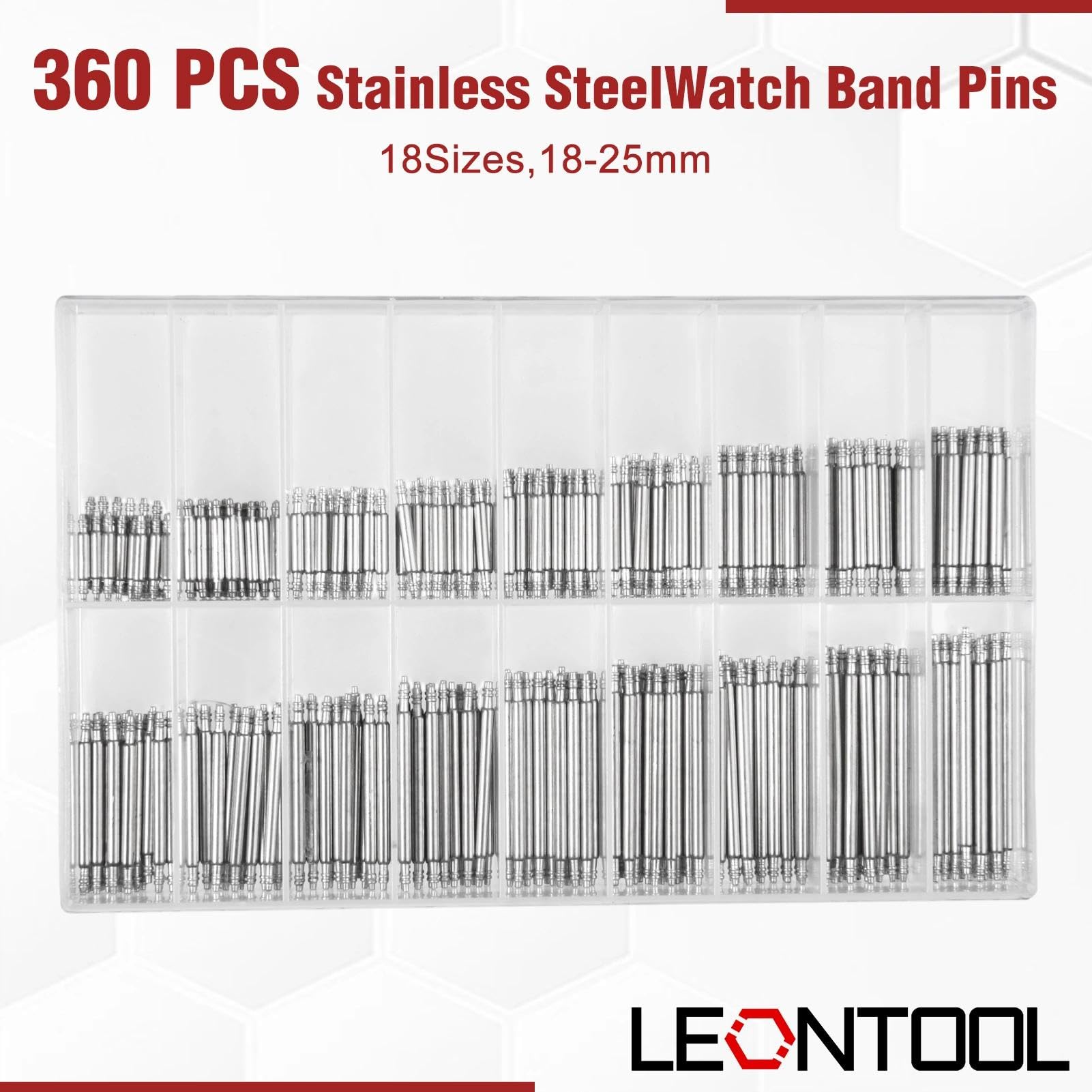 LEONTOOL Kit 360 goupilles montre 8-25 mm + outil inox