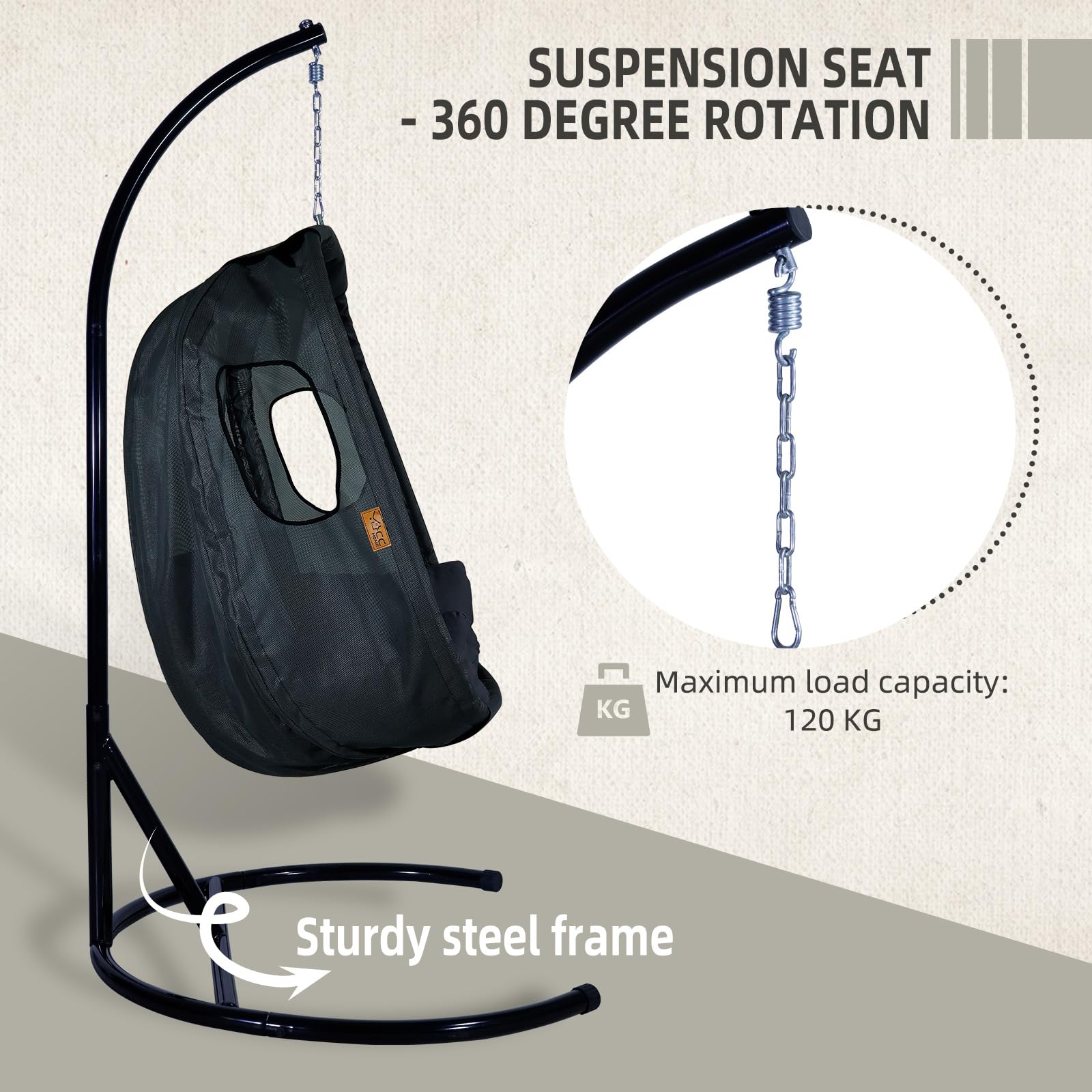 CCLIFE DIY Tools Fauteuil Suspendu Armature Noir 120 kg