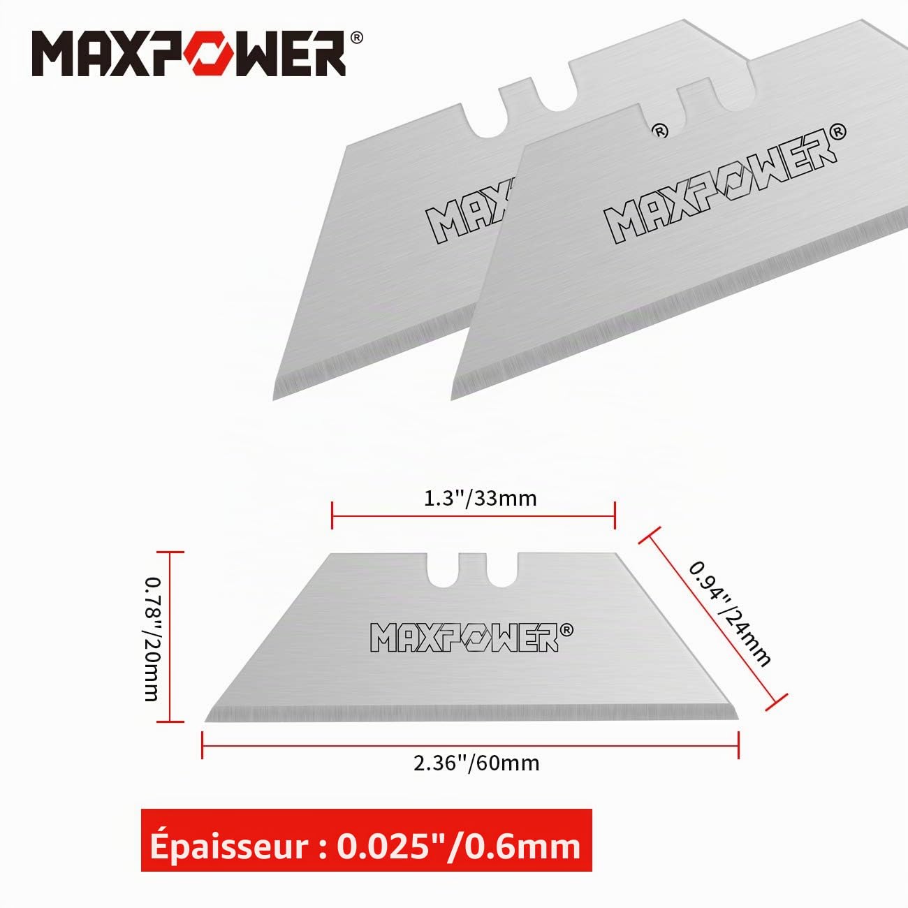 MaxPower Outils de coupe Lames trapèze SK5 100 pièces