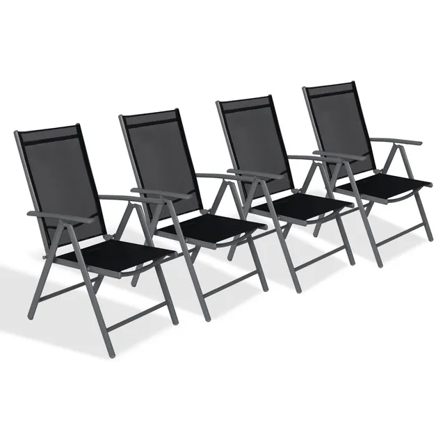 CCLIFE DIY Tools chaise pliante aluminium lot de 4 noire 120 kg