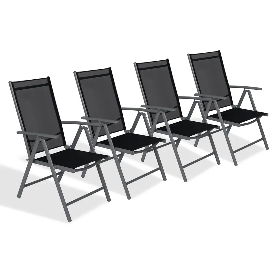 CCLIFE DIY Tools chaise pliante aluminium lot de 4 noire 120 kg