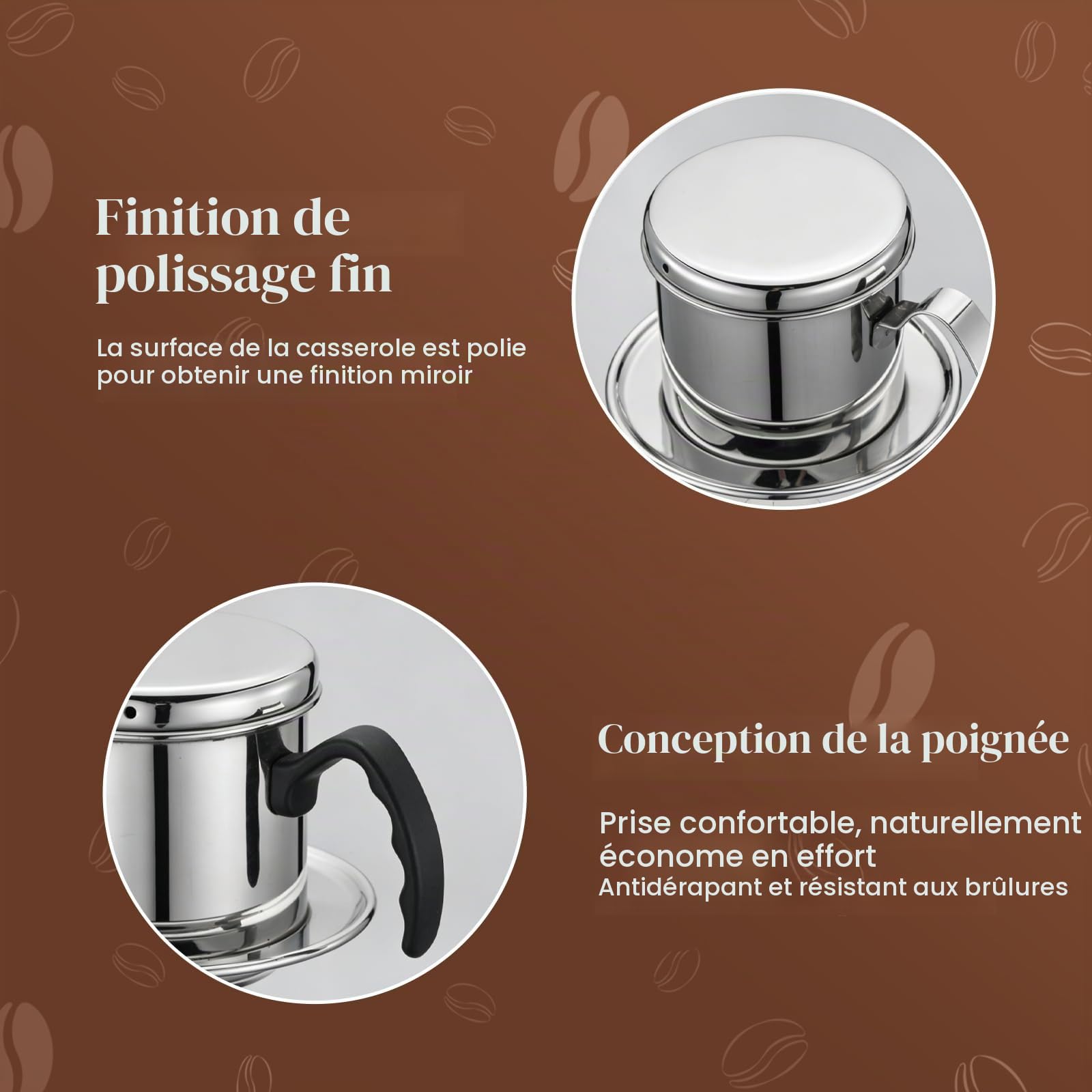 OUKENS Filtre Café Vietnamien Inox 100 ml 1 Tasse Réutilisable