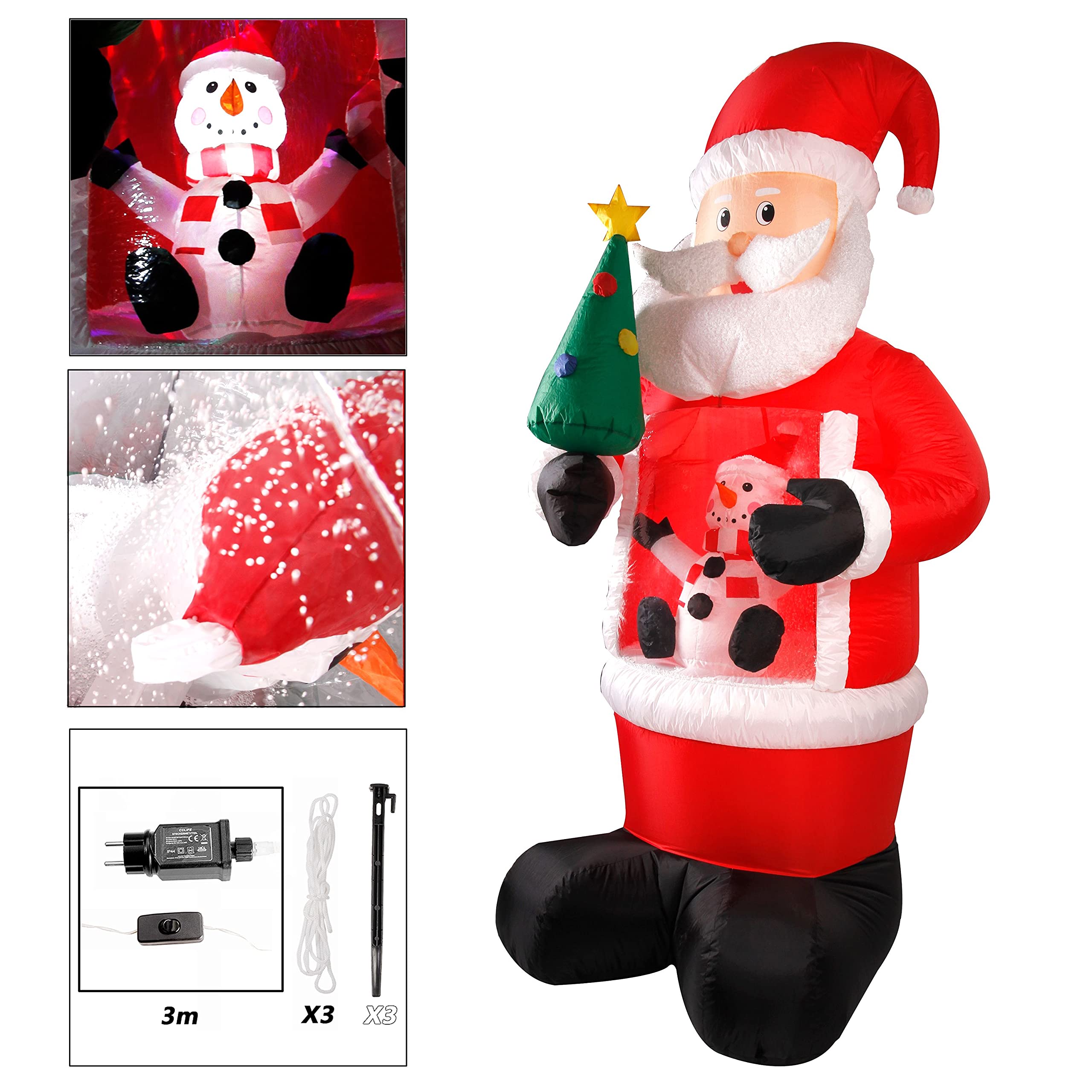 CCLIFE DIY Tools Bonhomme de Neige Gonflable LED 150 cm