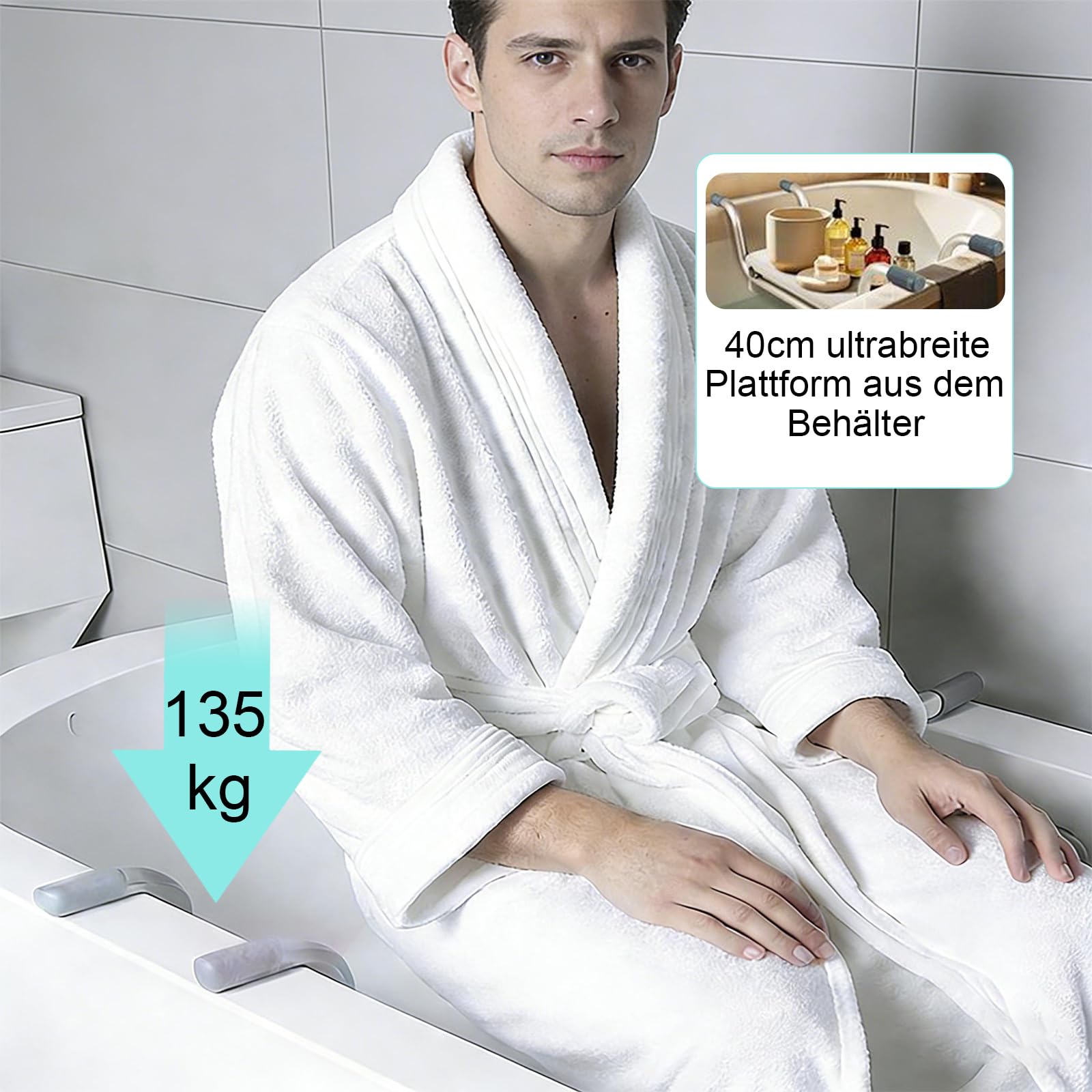 OUKENS Siège Baignoire Réglable 71-81 cm Planche 135 kg