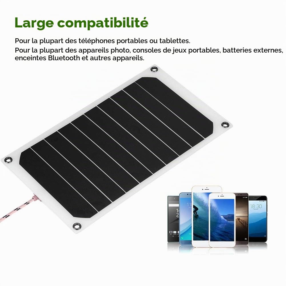 Jadeshay Panneau solaire 10W 5V USB IP64
