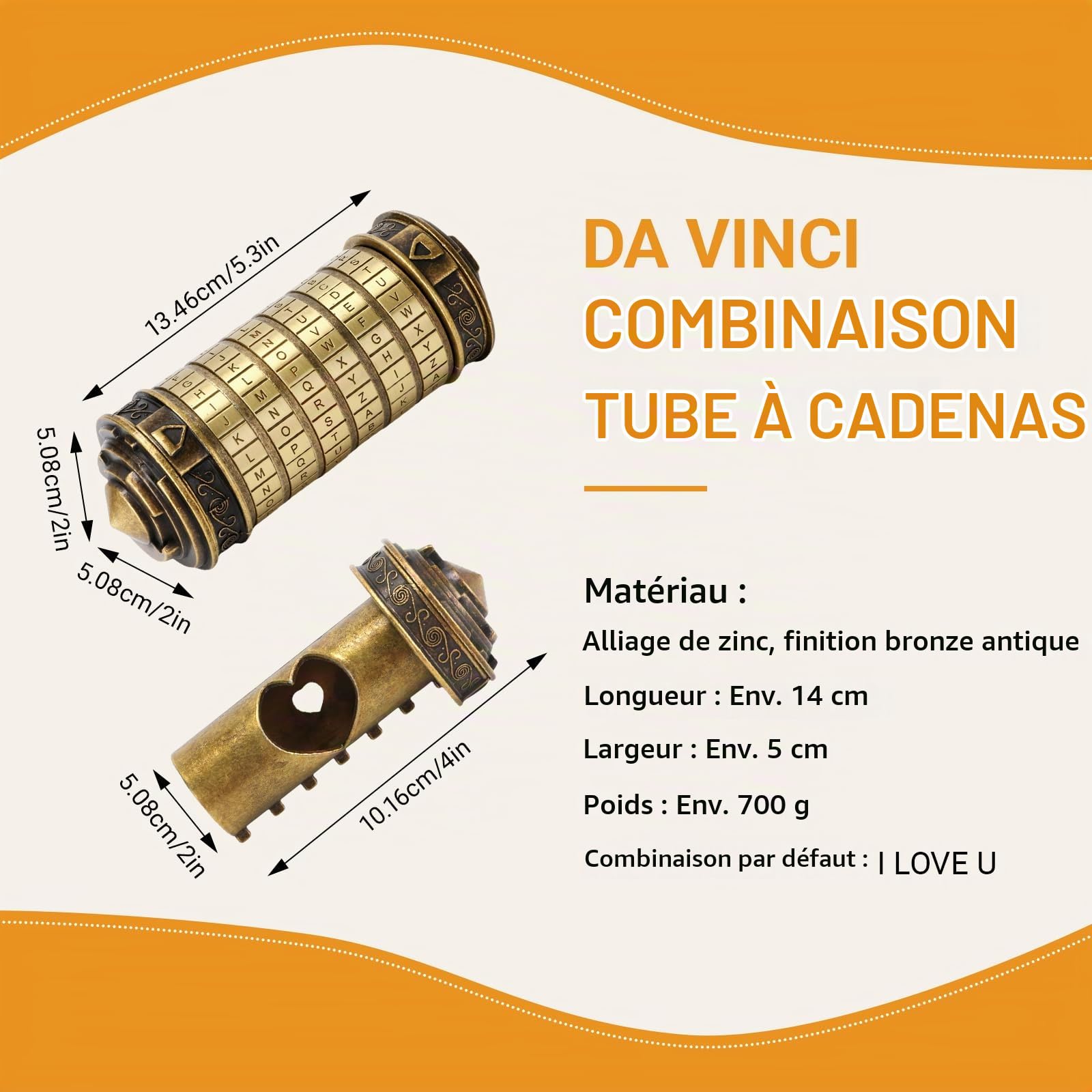 OUKENS Sports et loisirs mini serrure cryptex métal bague