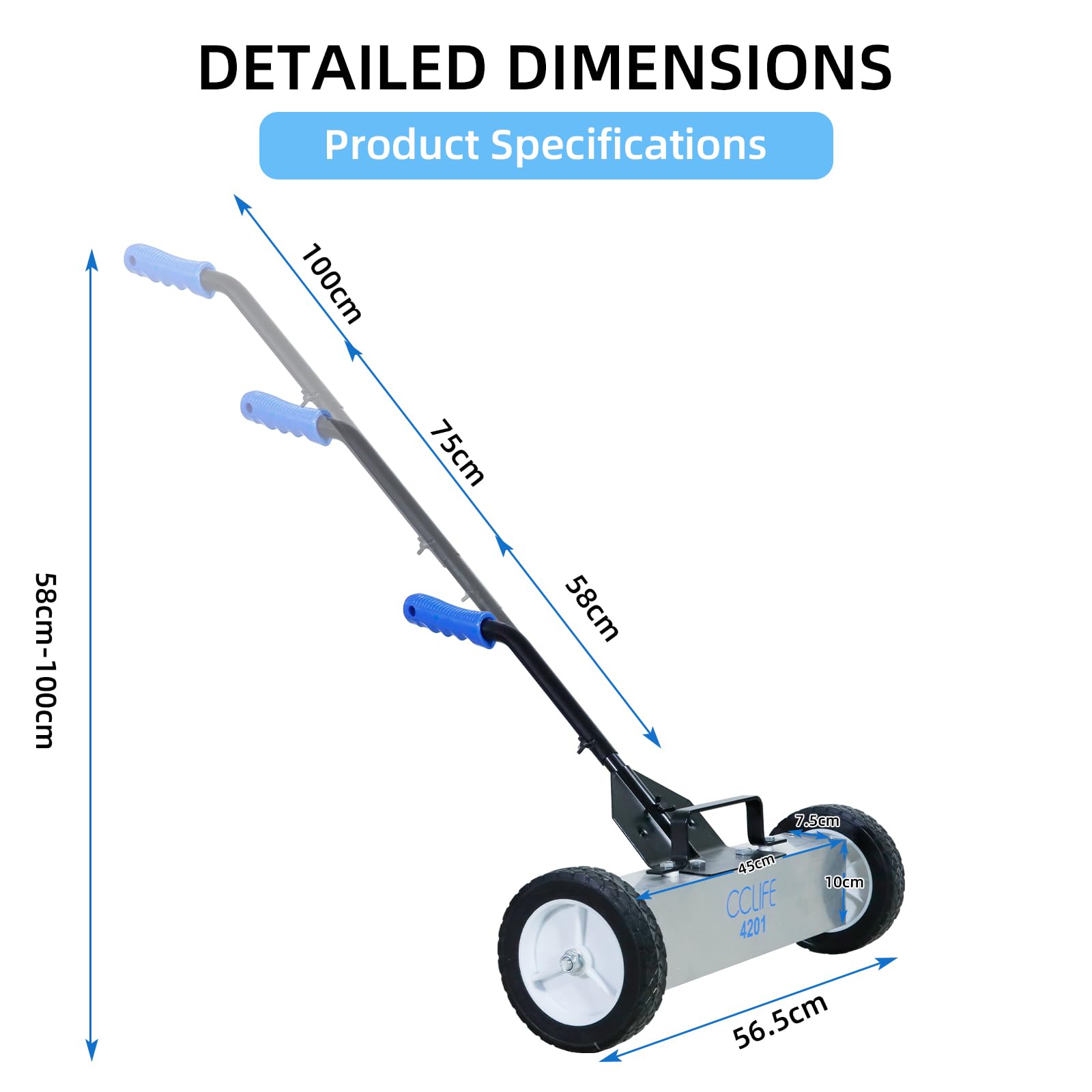 CCLIFE DIY Tools balai magnétique 45 cm 15 kg télescopique