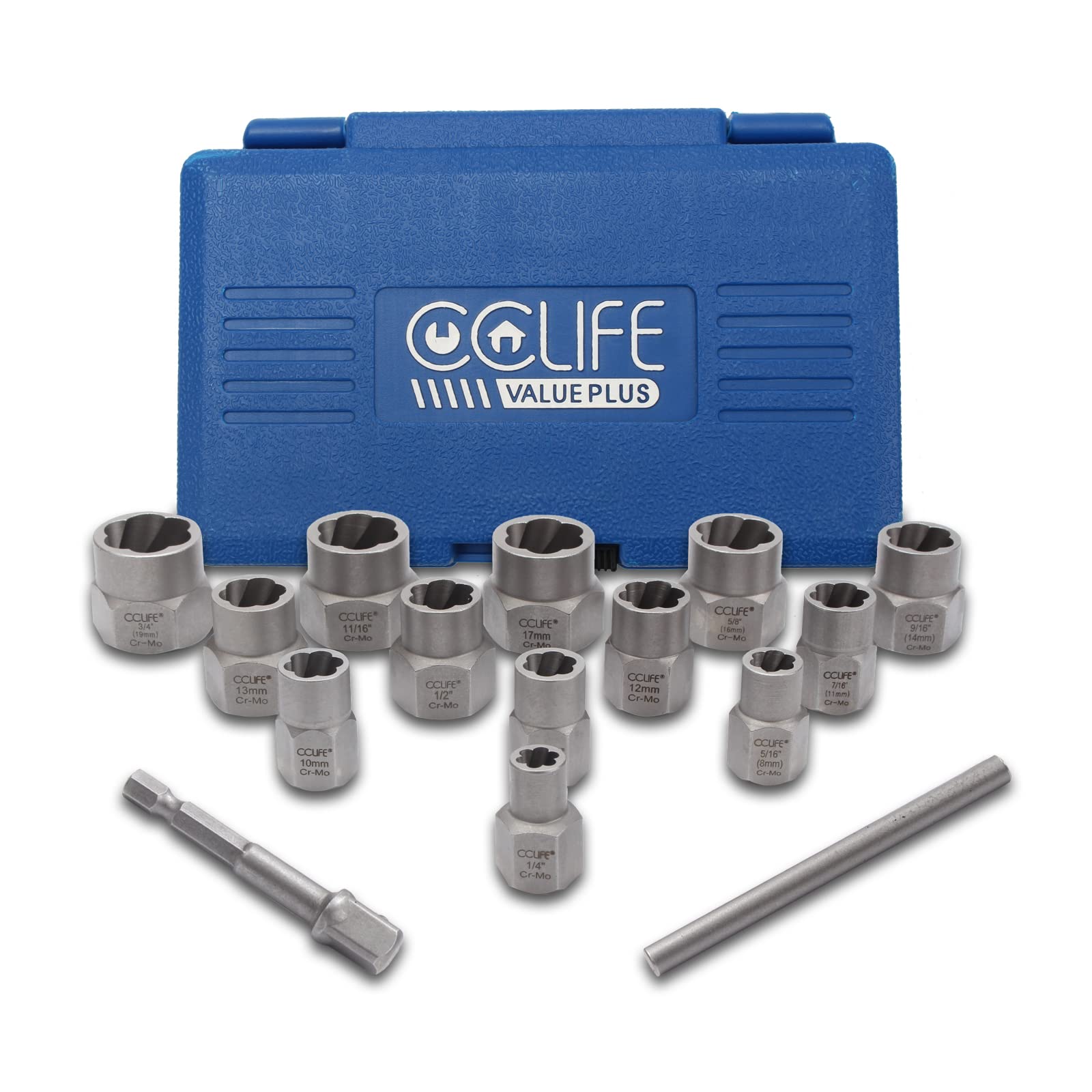 CCLIFE Locking Wheel Nut Removal coffret extracteur 15 pièces 8-19mm