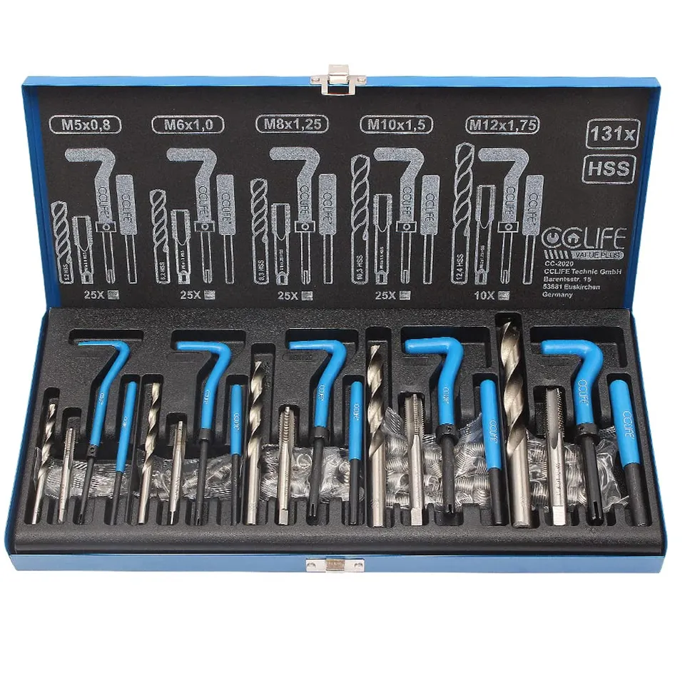 CCLIFE Thread Cutting kit réparation filetage 131 pièces M5-M12