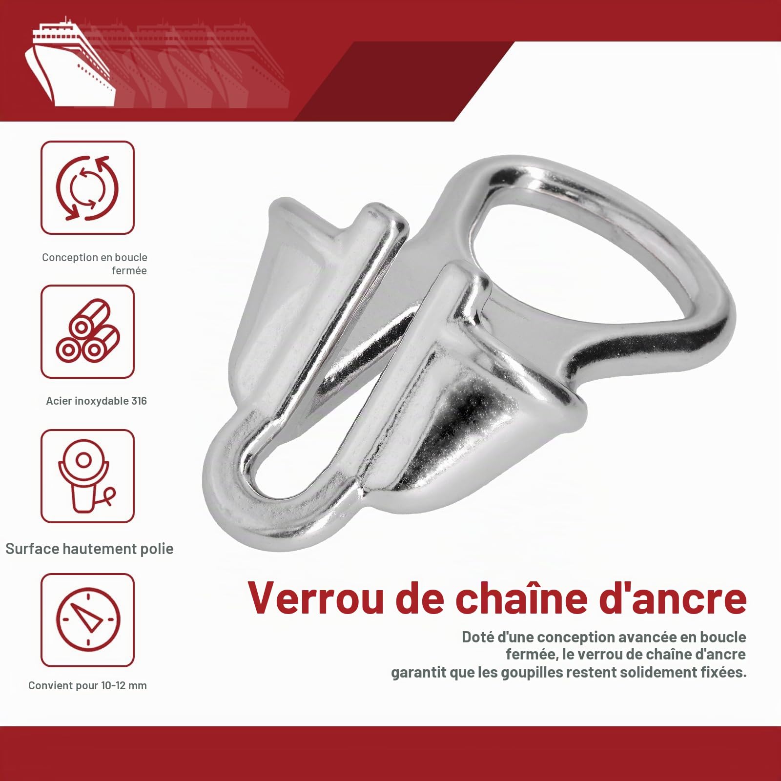OUKENS Accessoires de nautique Manille Ancre Inox 10-12mm