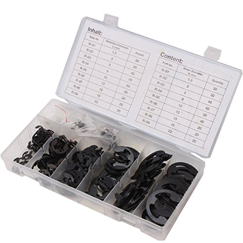 CCLIFE DIY Tools Coffret 300 Circlips en E M1.5-M22