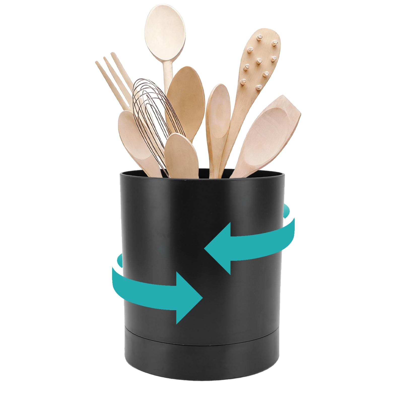 OUKENS Cuisine et maison Porte-ustensiles rotatif 360° noir PP