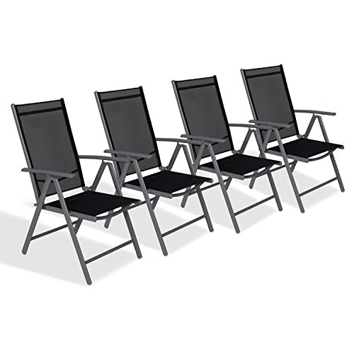 CCLIFE DIY Tools chaise pliante aluminium lot de 4 noire 120 kg