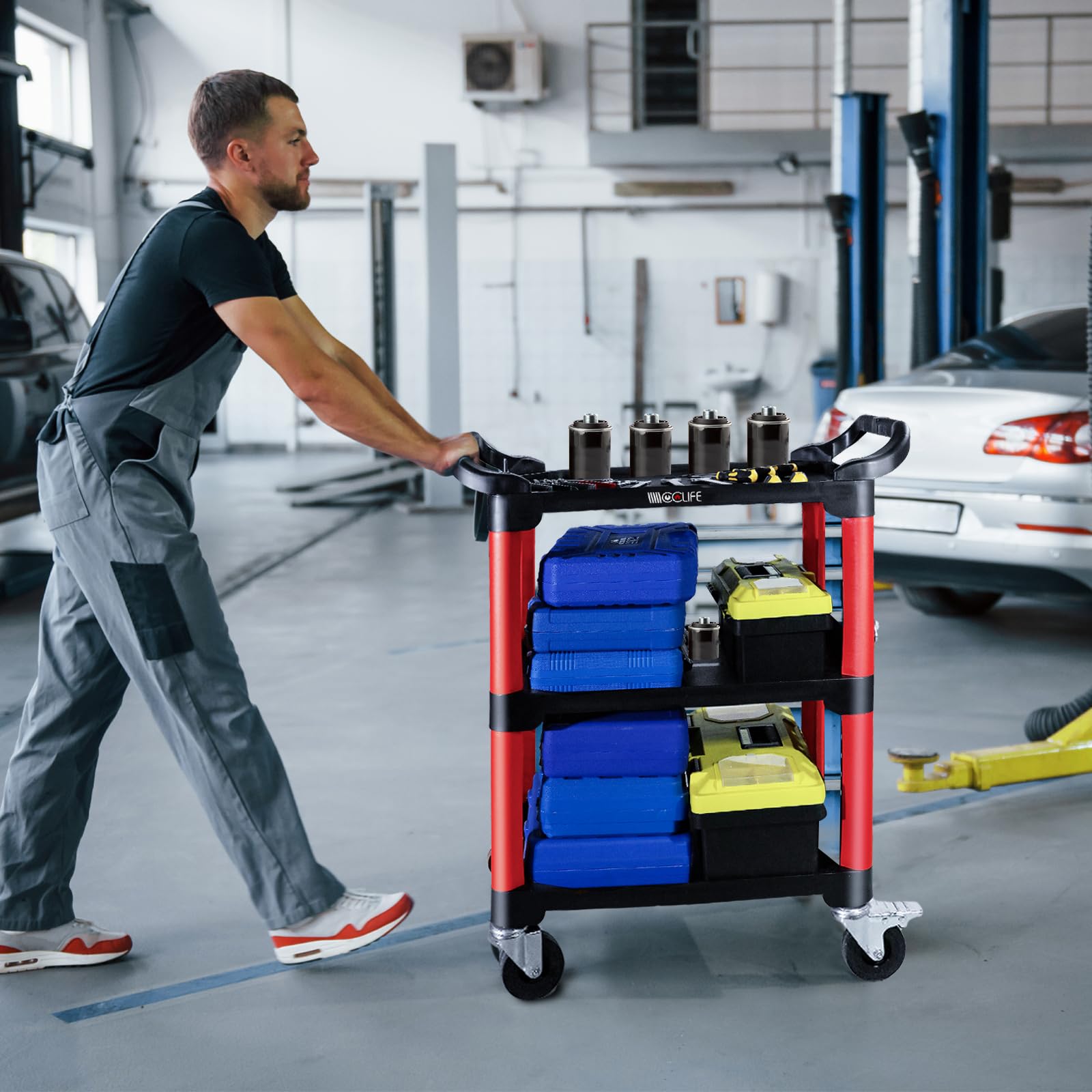 CCLIFE DIY Tools chariot atelier 3 niveaux servante avec compartiments 150 kg