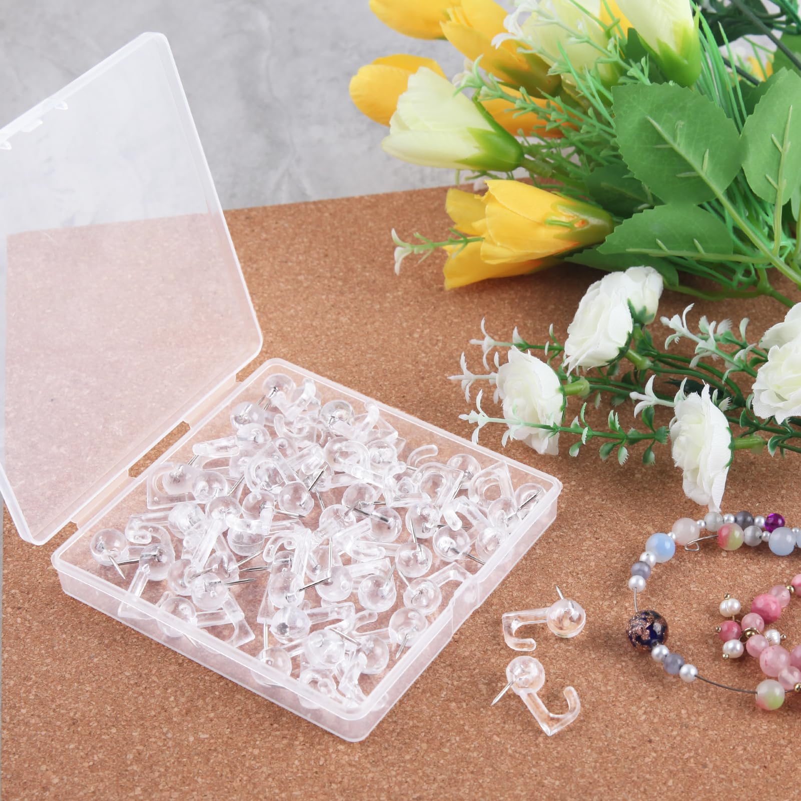 LEONTOOL Vis et Écrous crochets punaises transparent 50pcs Clair