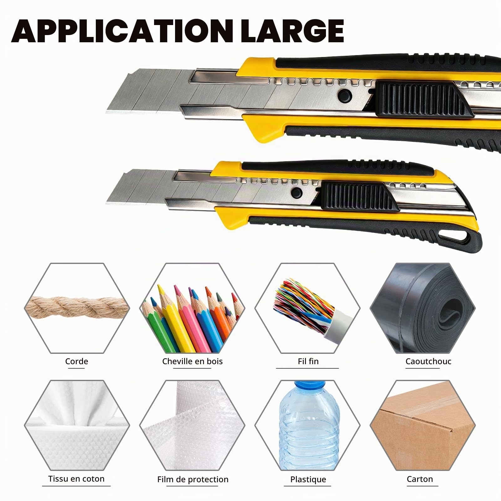 CCLIFE DIY Tools Cutter Pro 18mm 4 Pcs +20 Lames Métal