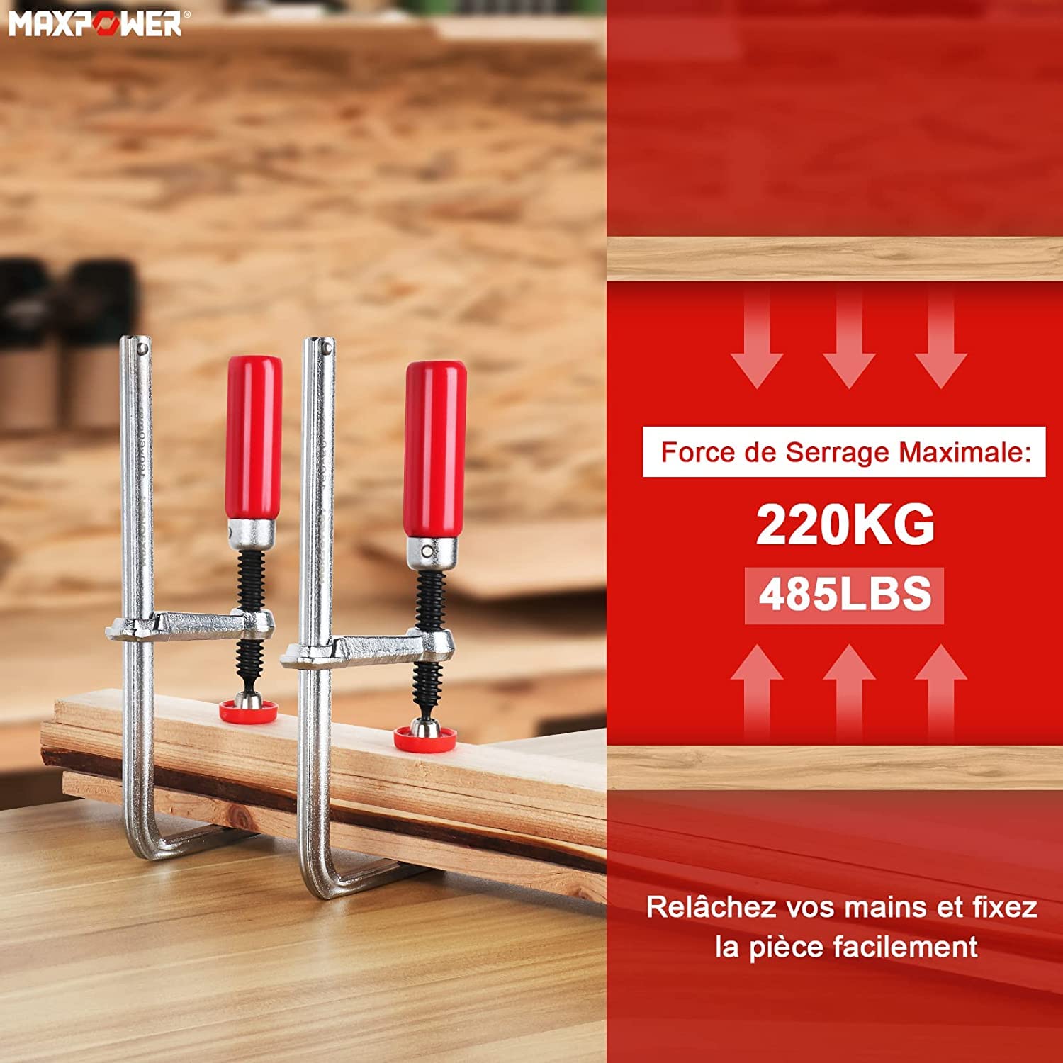 MaxPower Outils de serrage serre-joint rail 2 pcs 160x60mm