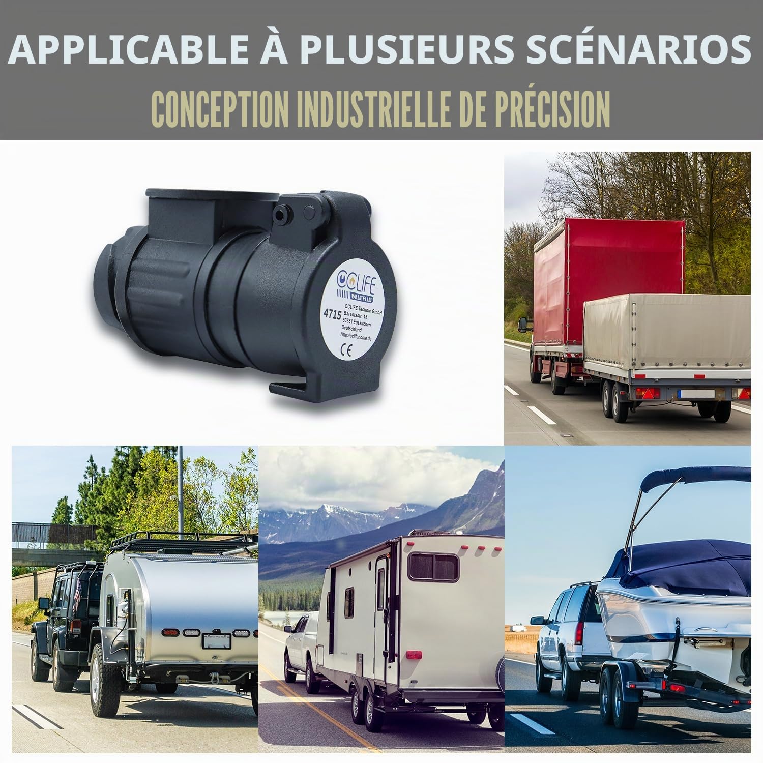 CCLIFE Electronic Tools adaptateur remorque 13 vers 7 broches 12V