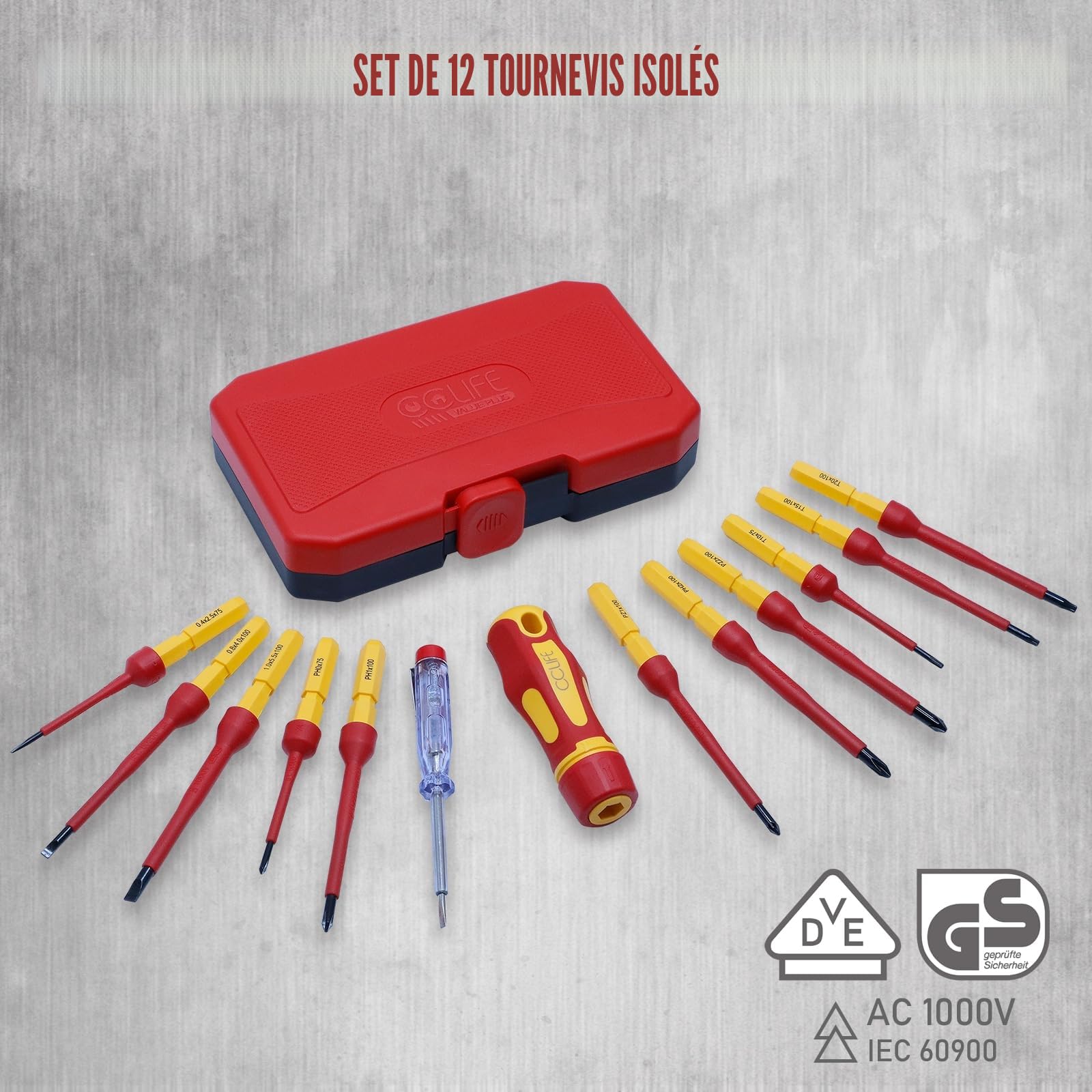 CCLife Screwdriver Sets jeu tournevis VDE 1000V 13 pcs boîte