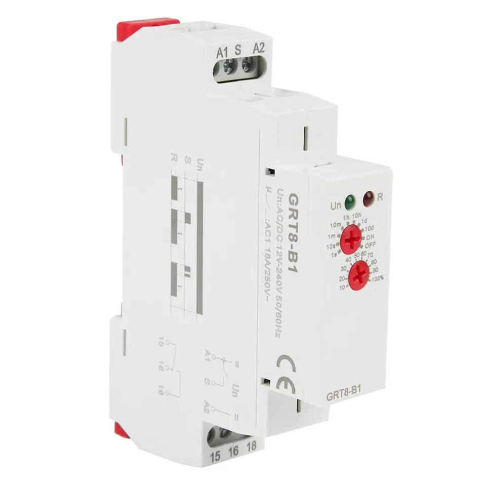 Jadeshay Relais temporisé GRT8-B1 12-240V rail DIN LED