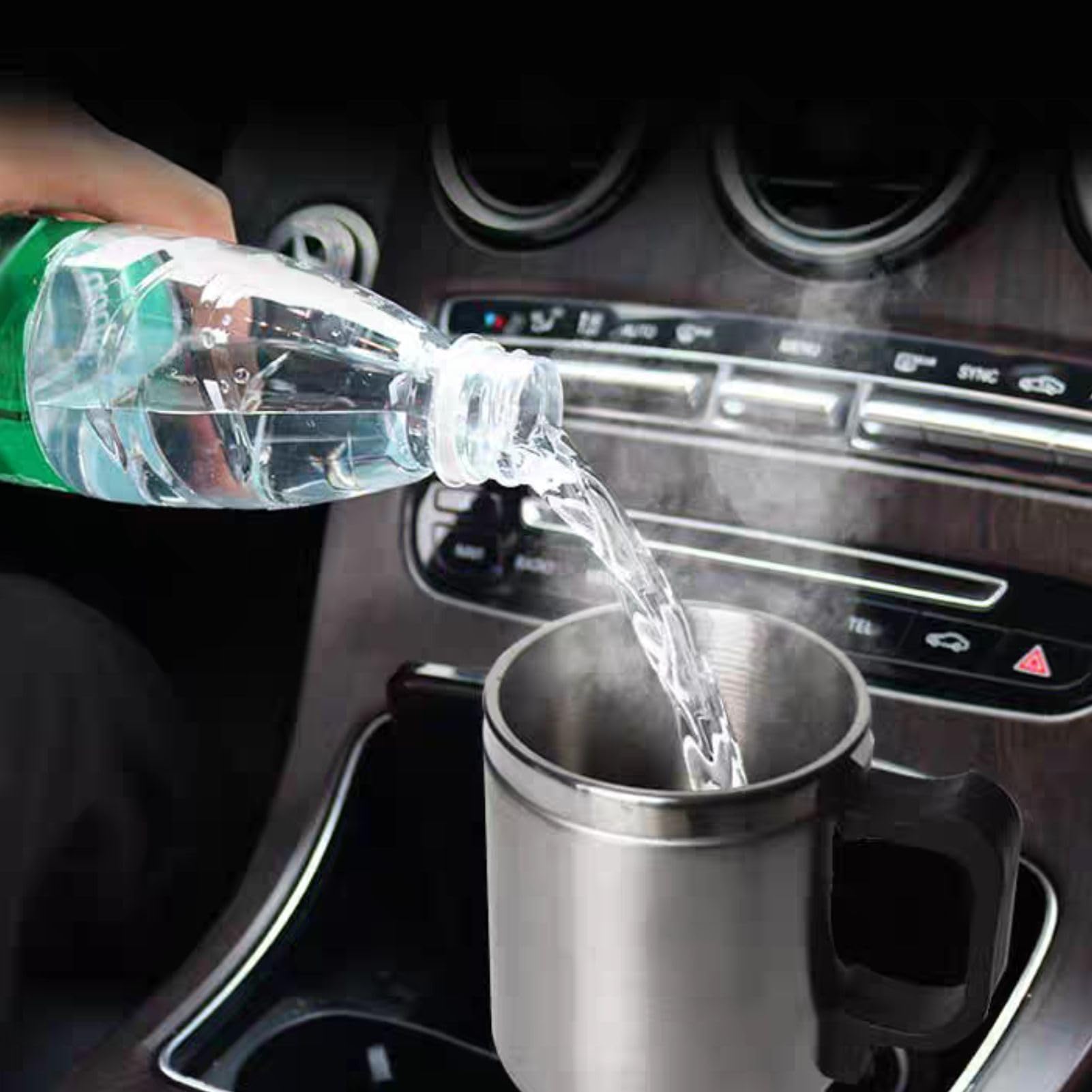 Jadeshay Articles Ménagers bouilloire voiture 12V 65°C 750ML inox