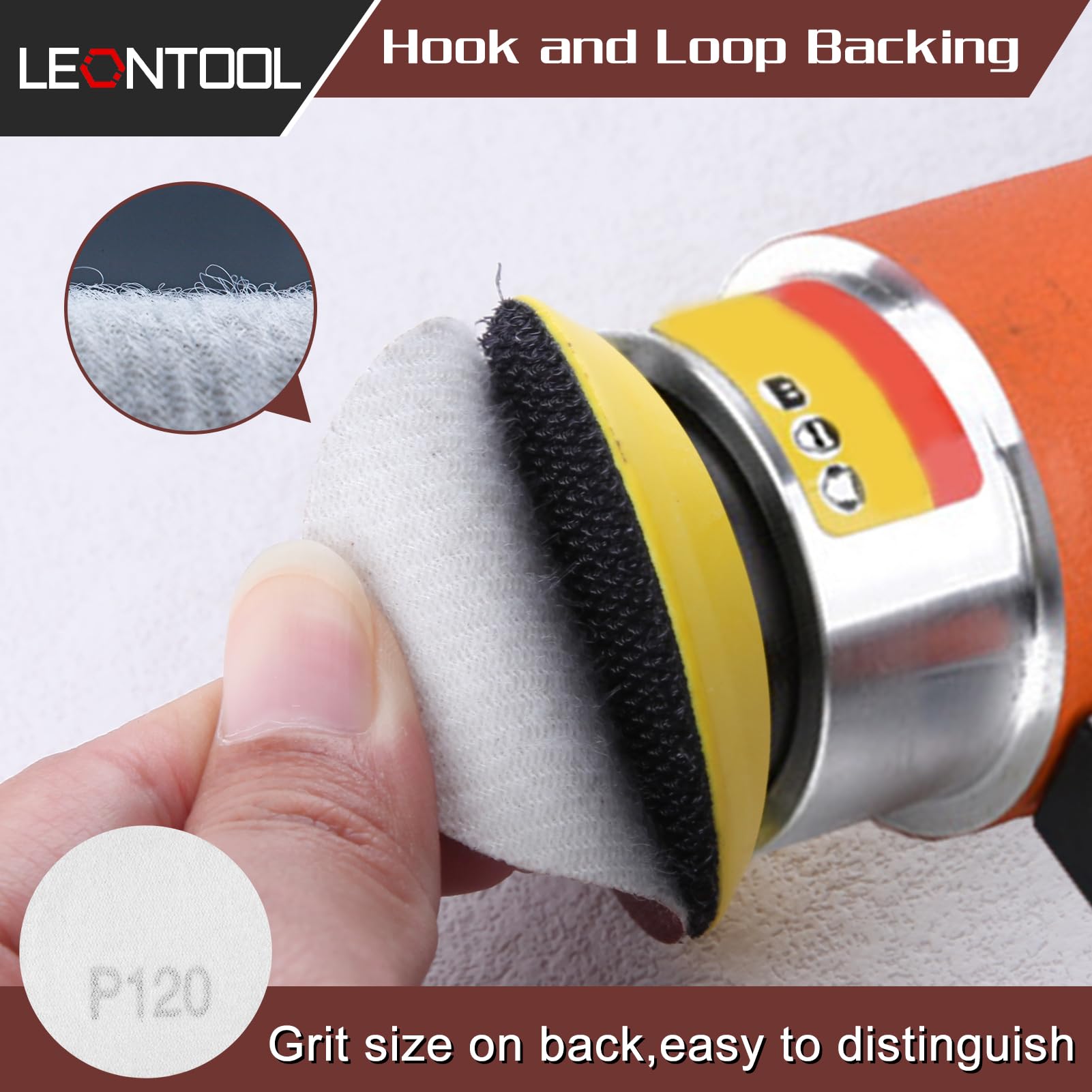 LEONTOOL Disques Ponçage Auto-Aggrippants 51 mm Grain 120 Lot 100
