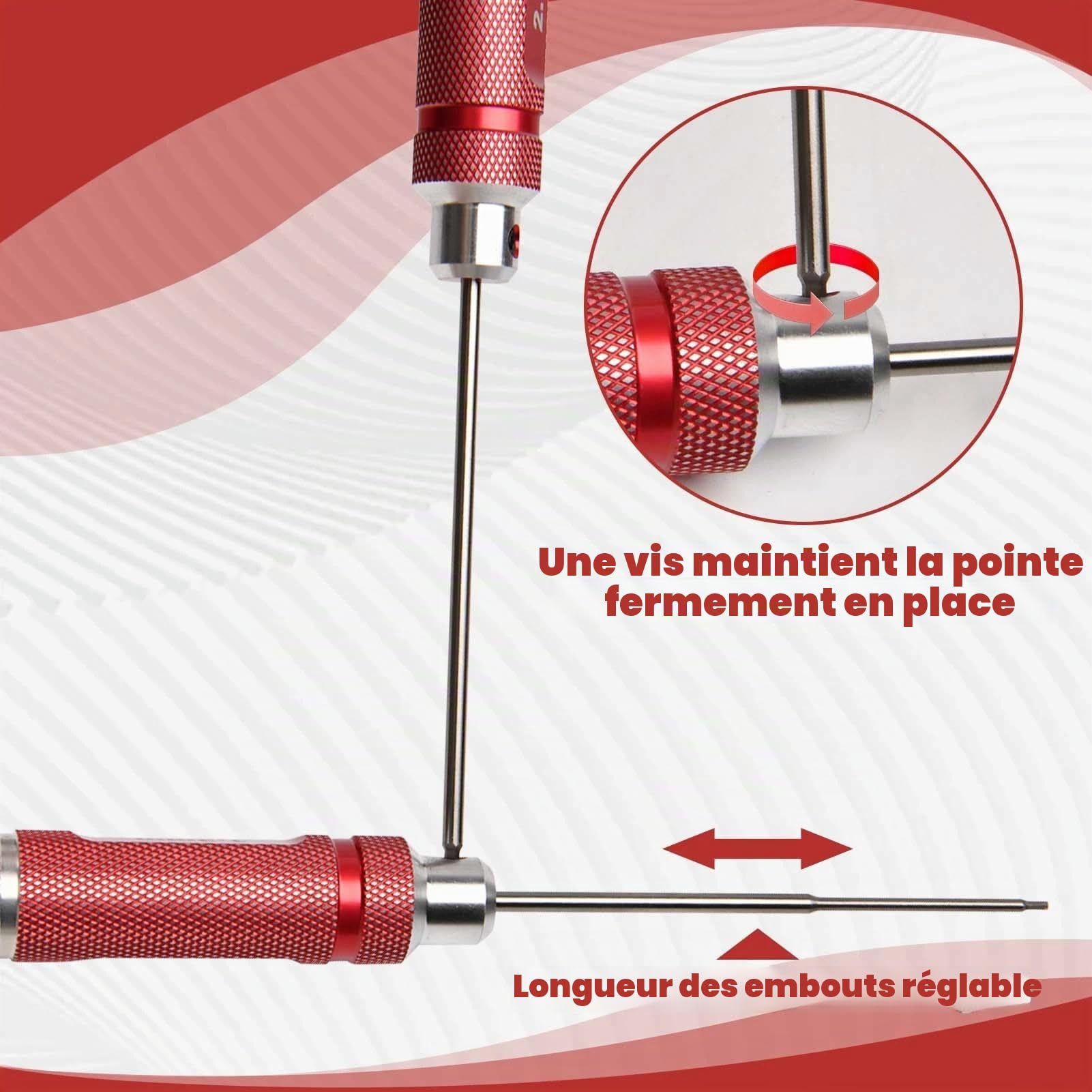 LEONTOOL Set 7 tournevis hexagonaux RC 0,9-3,0 mm alu