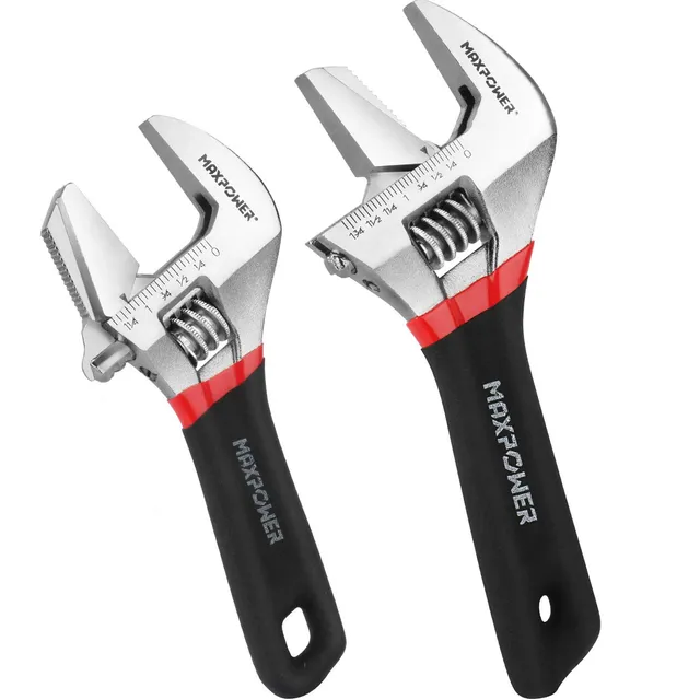 MaxPower Clés à Molette 150+200 mm Lot de 2 Cr-V