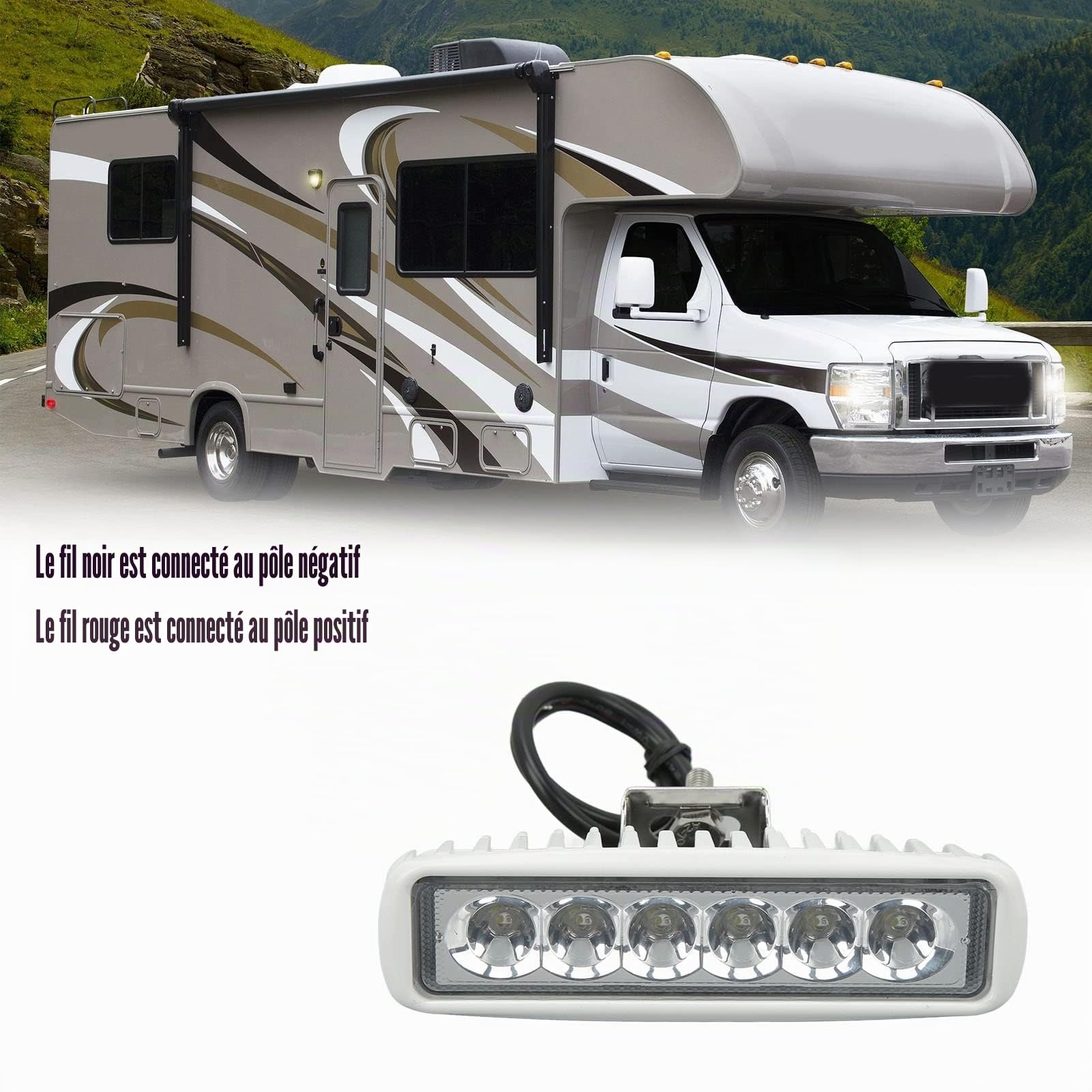 OUKENS lampe de travail LED bateau 12V-24V IP67 6 LED