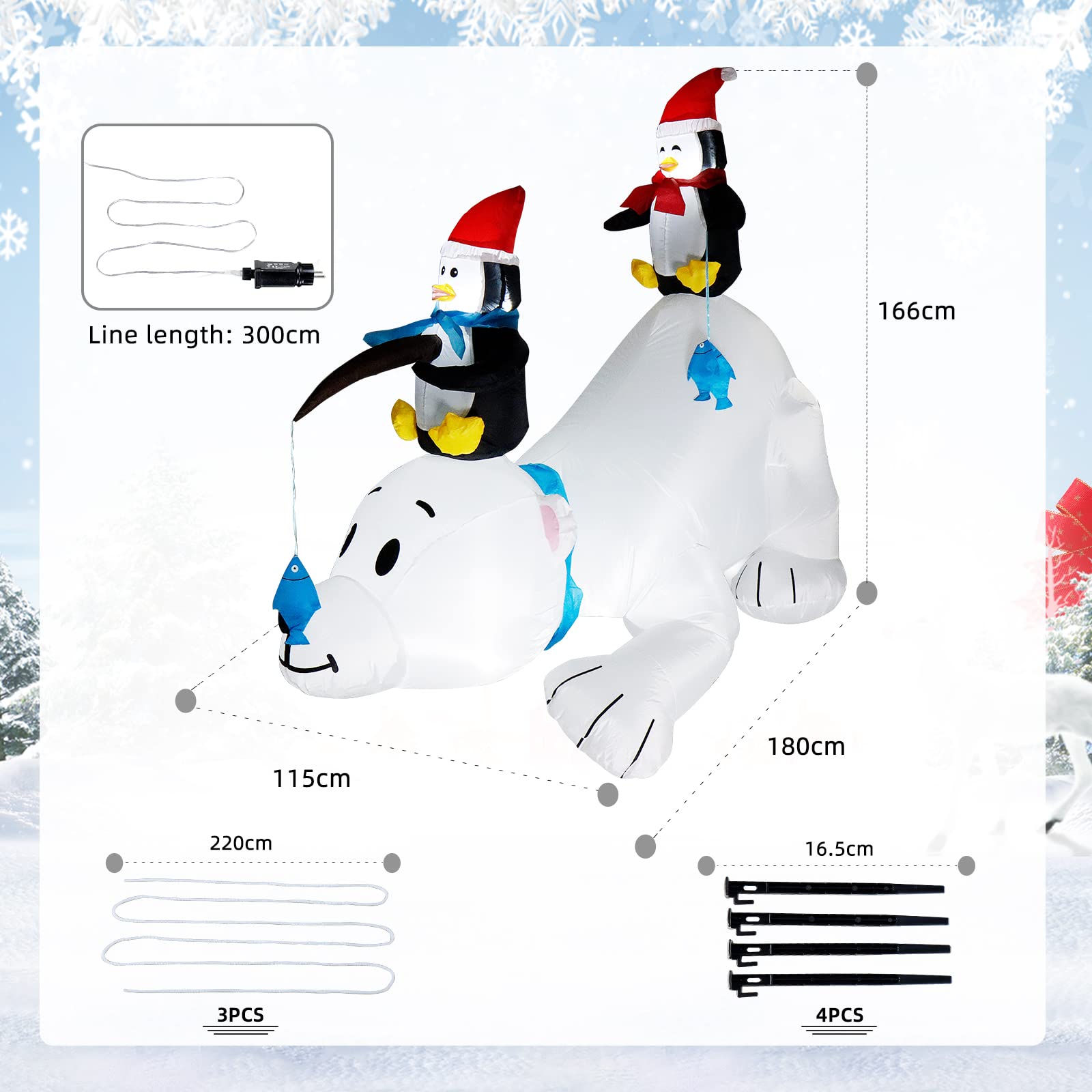 CCLIFE DIY Tools bonhomme neige gonflable LED 180 cm